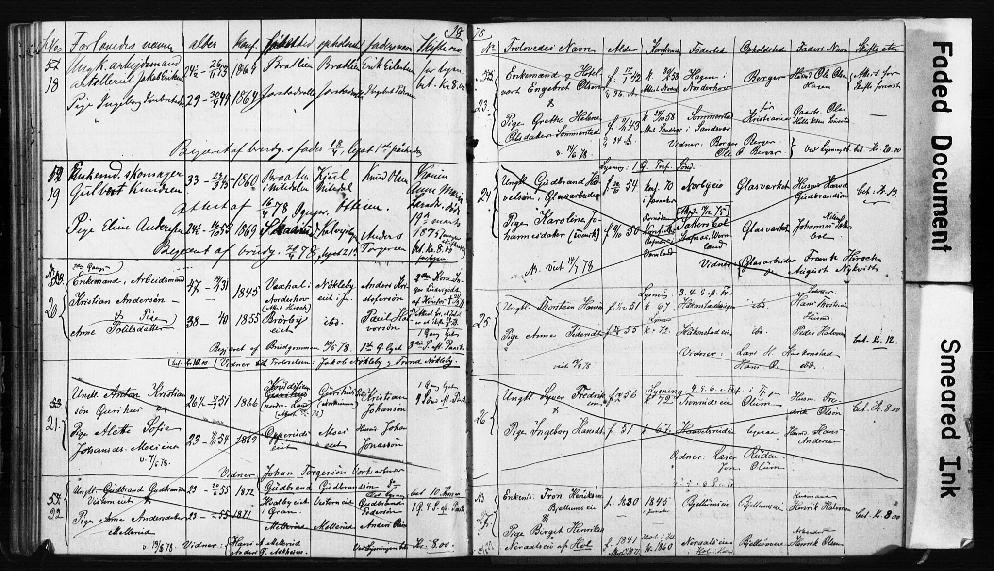 Jevnaker prestekontor, AV/SAH-PREST-116/I/Ie: Lysningsprotokoll nr. 2, 1867-1897