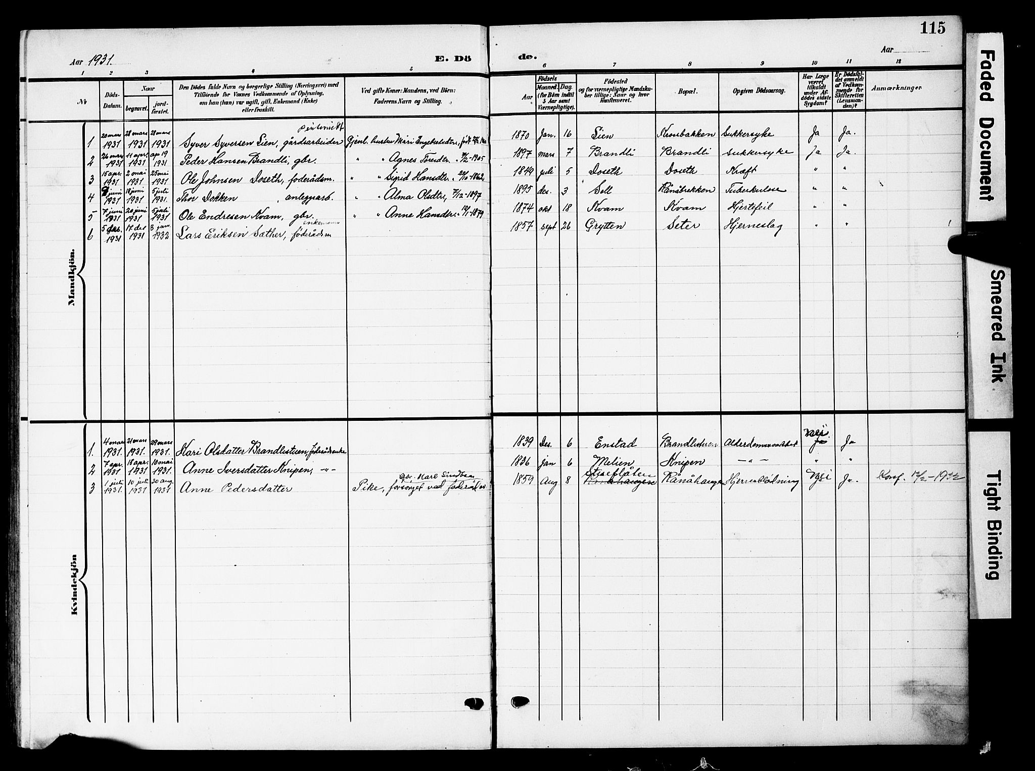 Lesja prestekontor, AV/SAH-PREST-068/H/Ha/Hab/L0008: Klokkerbok nr. 8, 1905-1931, s. 115