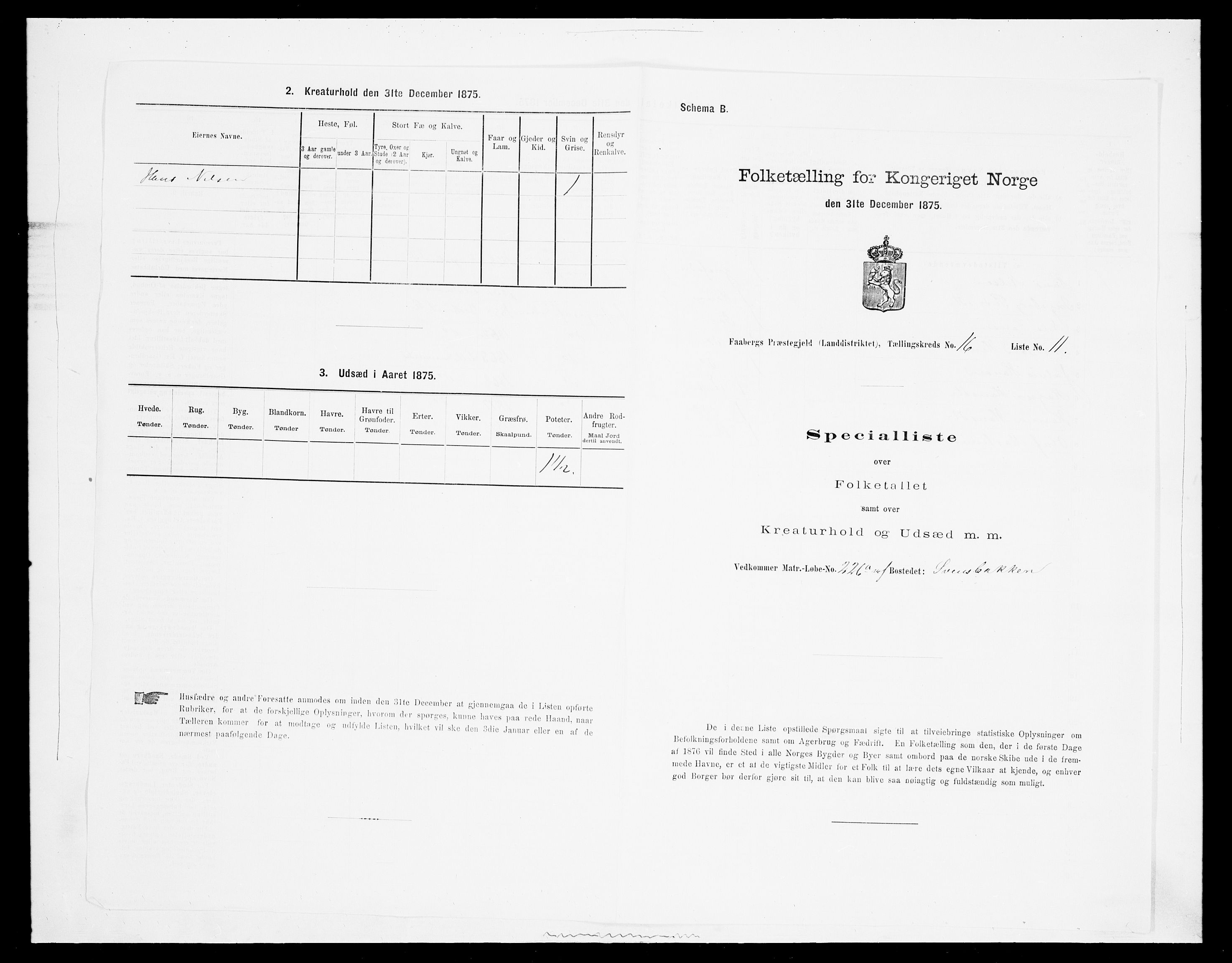 SAH, Folketelling 1875 for 0524L Fåberg prestegjeld, Fåberg sokn og Lillehammer landsokn, 1875, s. 1936