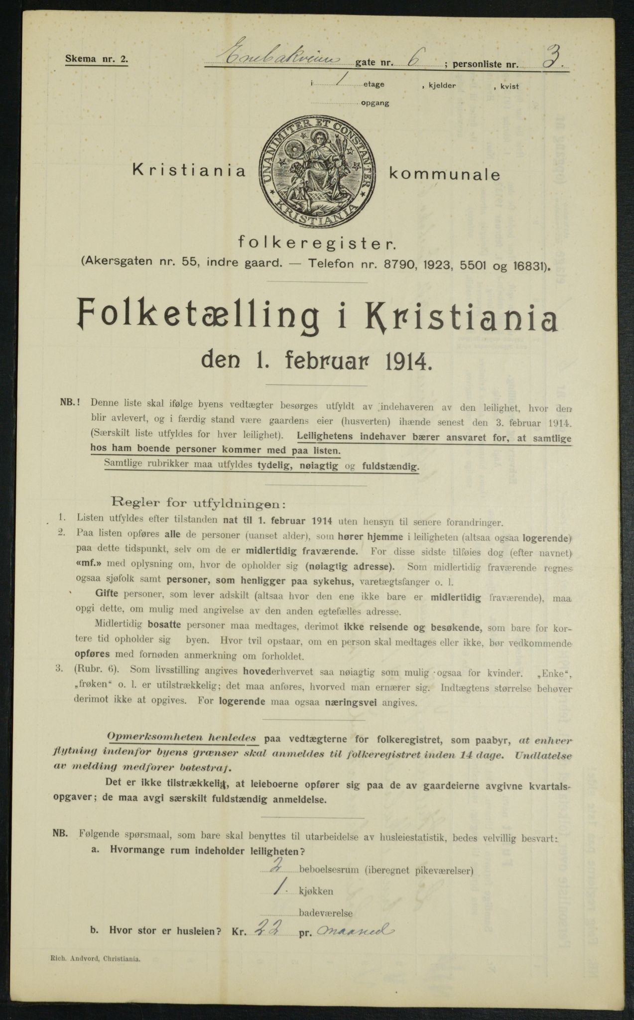 OBA, Kommunal folketelling 1.2.1914 for Kristiania, 1914, s. 21195