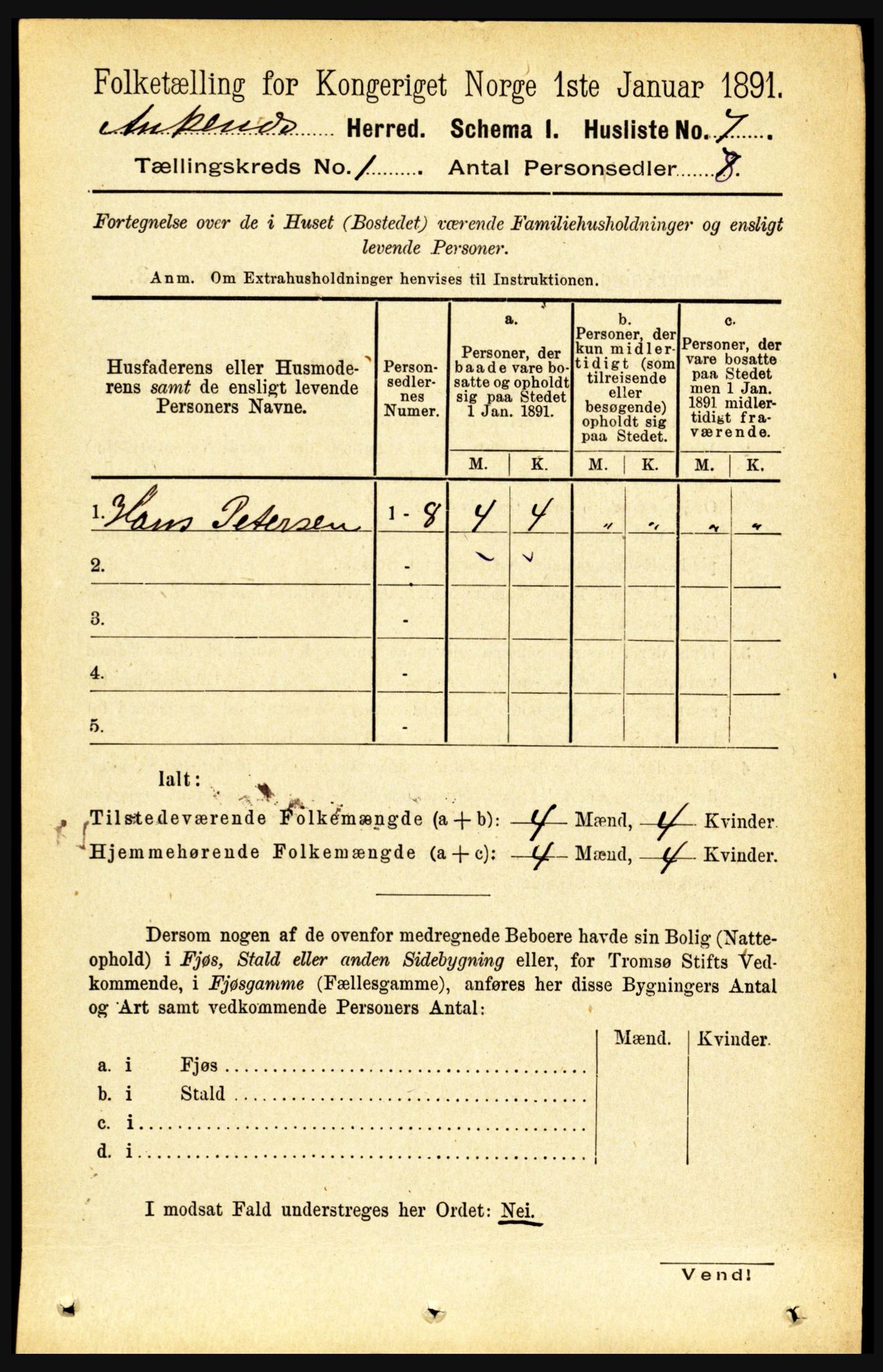 RA, Folketelling 1891 for 1855 Ankenes herred, 1891, s. 23