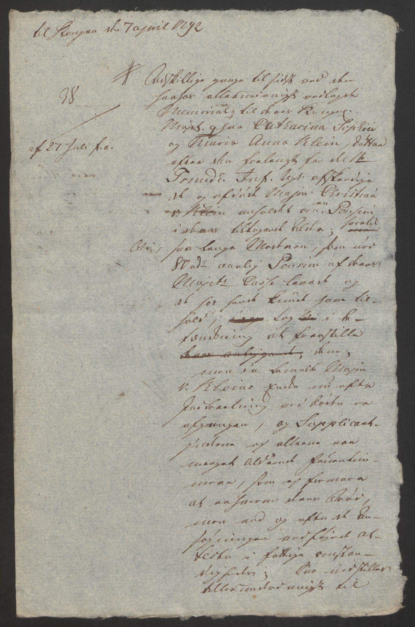 Forsvaret, Den norske kvesthuskasse/krigshospitalkasse, AV/RA-RAFA-1887/F/Fa/L0008: Konsepter, 1790-1793, s. 792