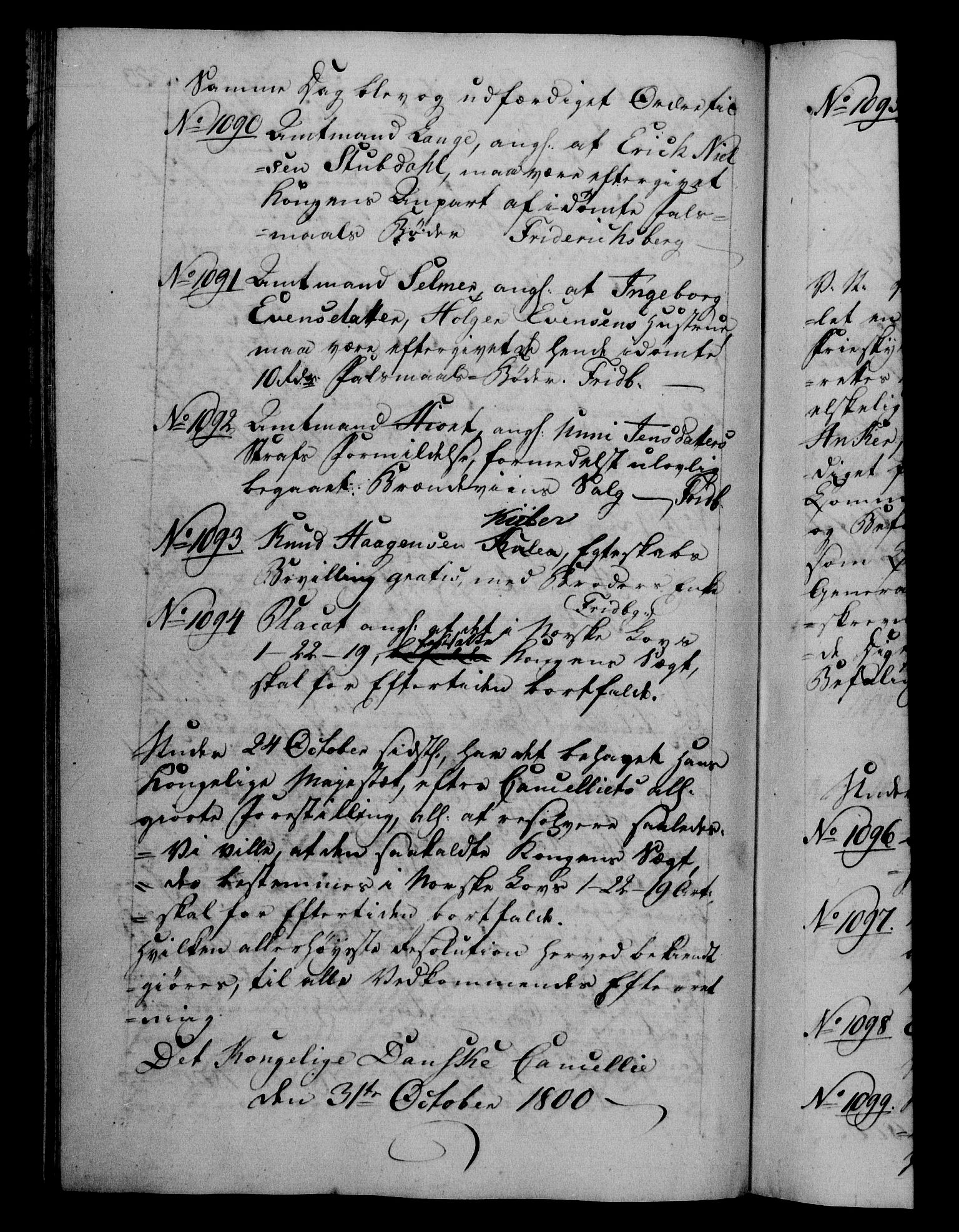 Danske Kanselli 1800-1814, RA/EA-3024/H/Hf/Hfb/Hfba/L0001: Registranter, 1800-1801, s. 323b