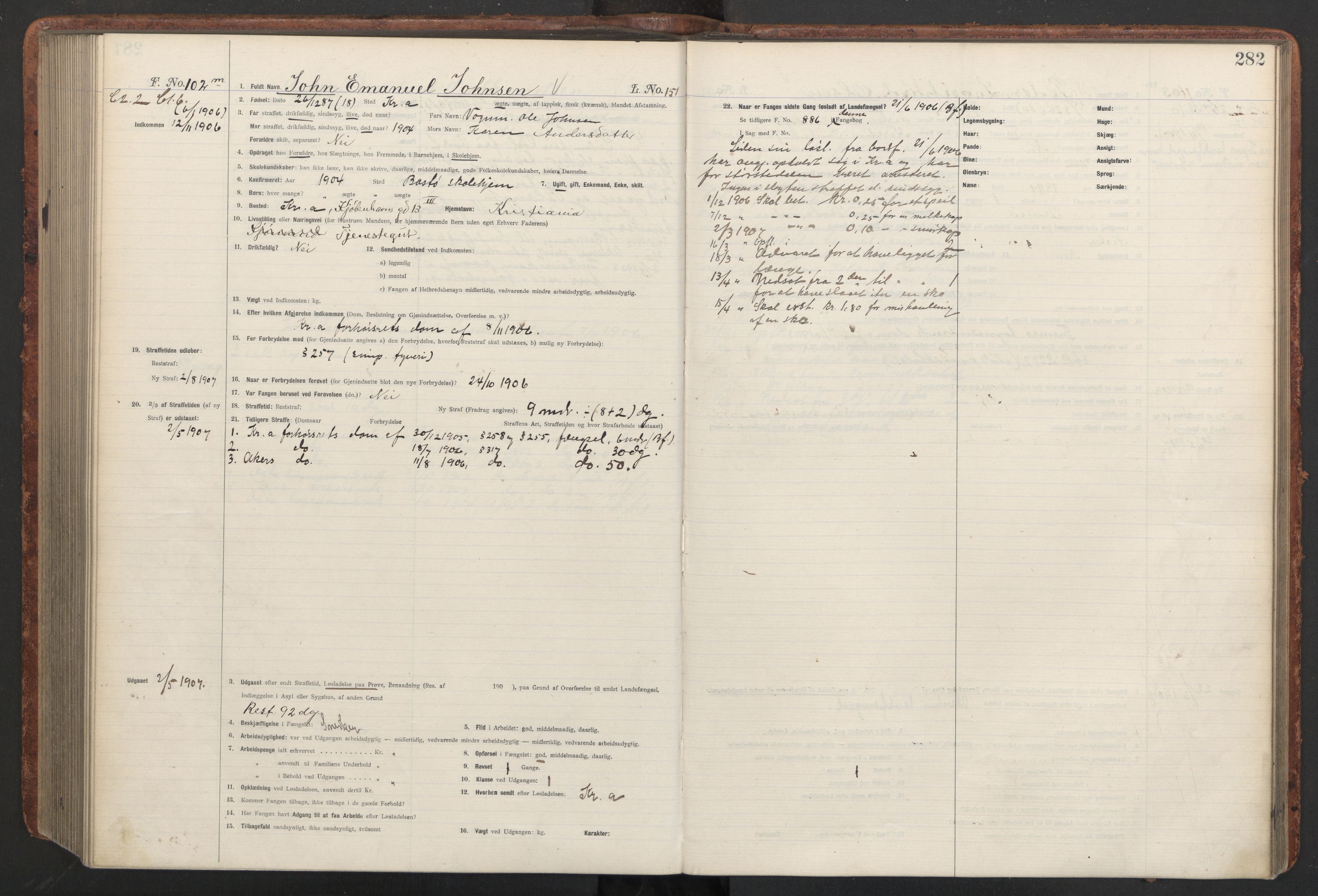 Botsfengslet, AV/RA-S-1539/D/Db/Dbb/L0040: 821l - 171m, 1905-1907, s. 282