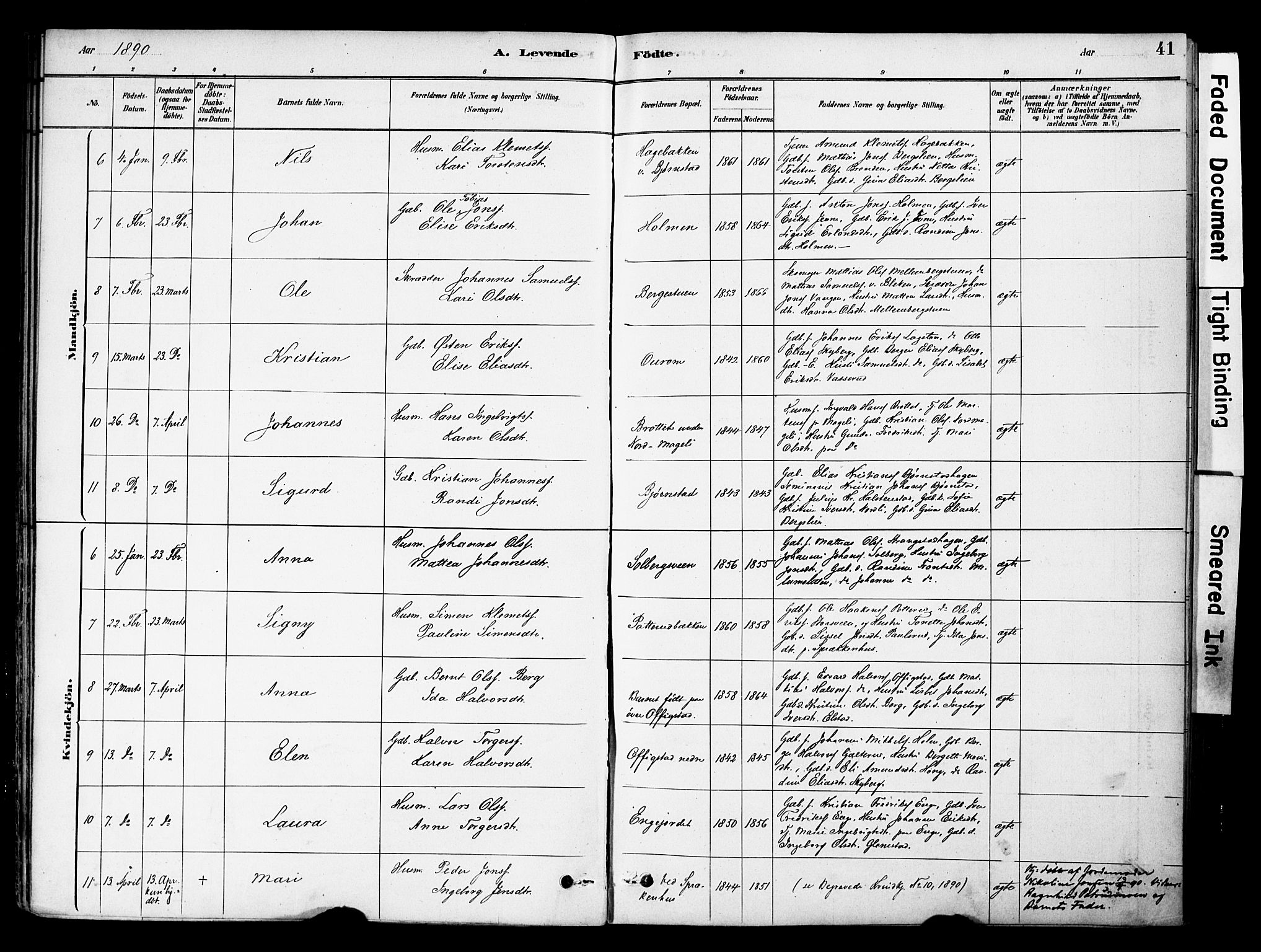 Øyer prestekontor, AV/SAH-PREST-084/H/Ha/Haa/L0009: Ministerialbok nr. 9, 1878-1893, s. 41