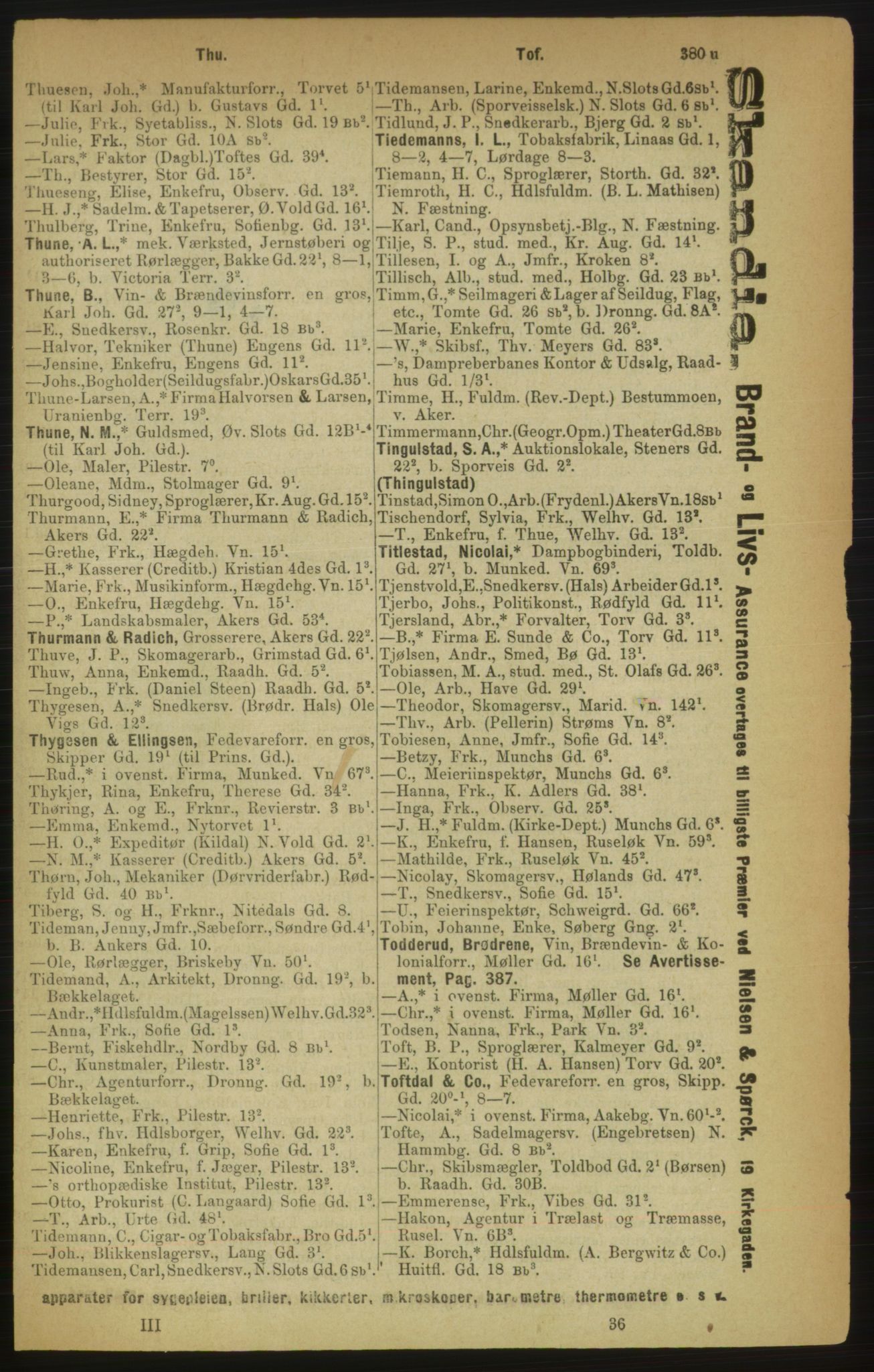 Kristiania/Oslo adressebok, PUBL/-, 1888, s. 380u