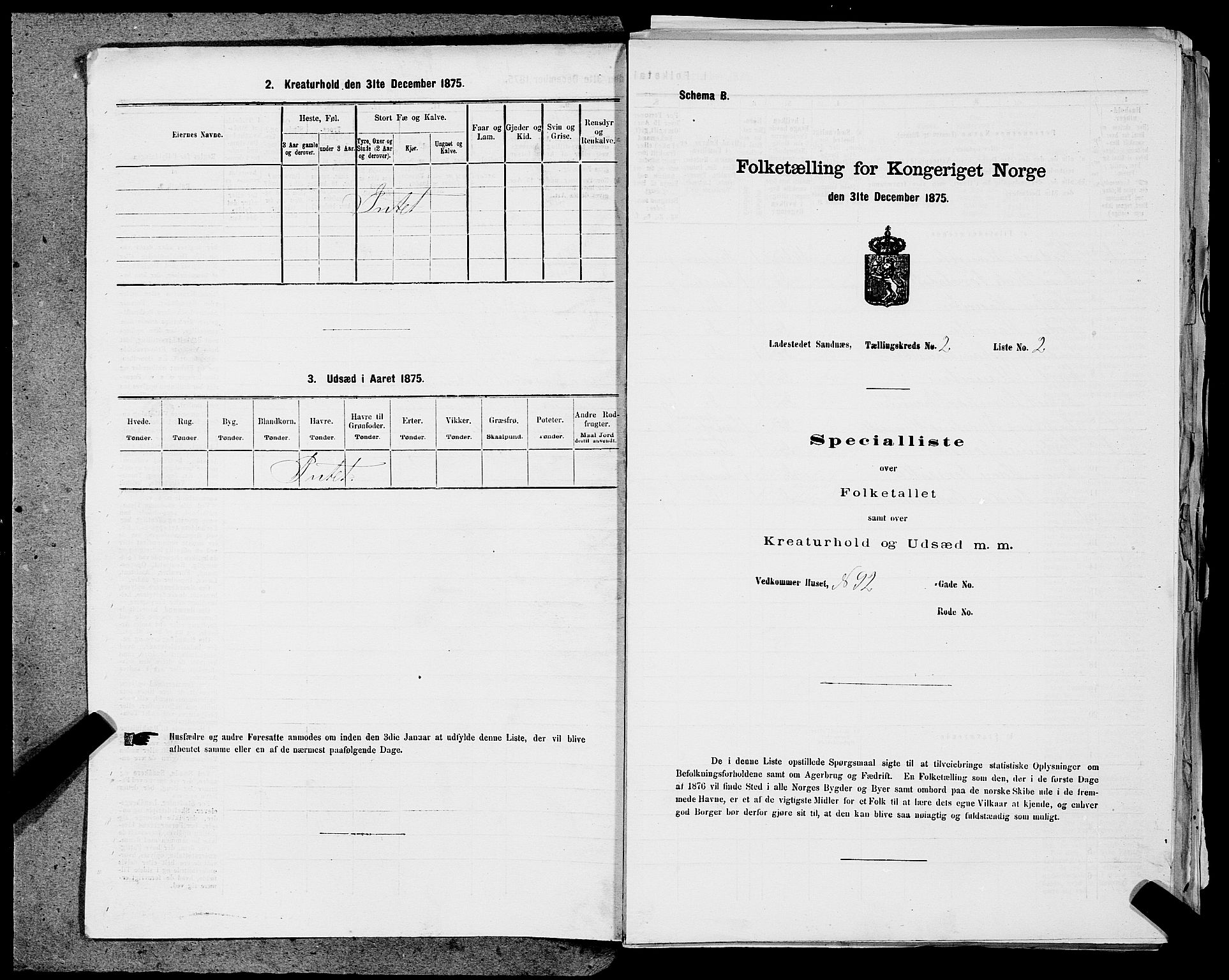 SAST, Folketelling 1875 for 1102B Høyland prestegjeld, Sandnes ladested, 1875, s. 211