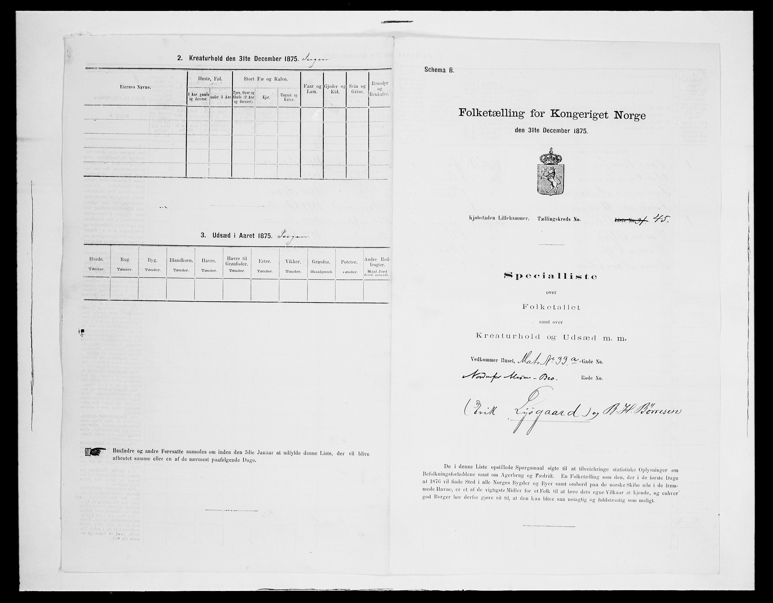 SAH, Folketelling 1875 for 0501B Fåberg prestegjeld, Lillehammer kjøpstad, 1875, s. 98