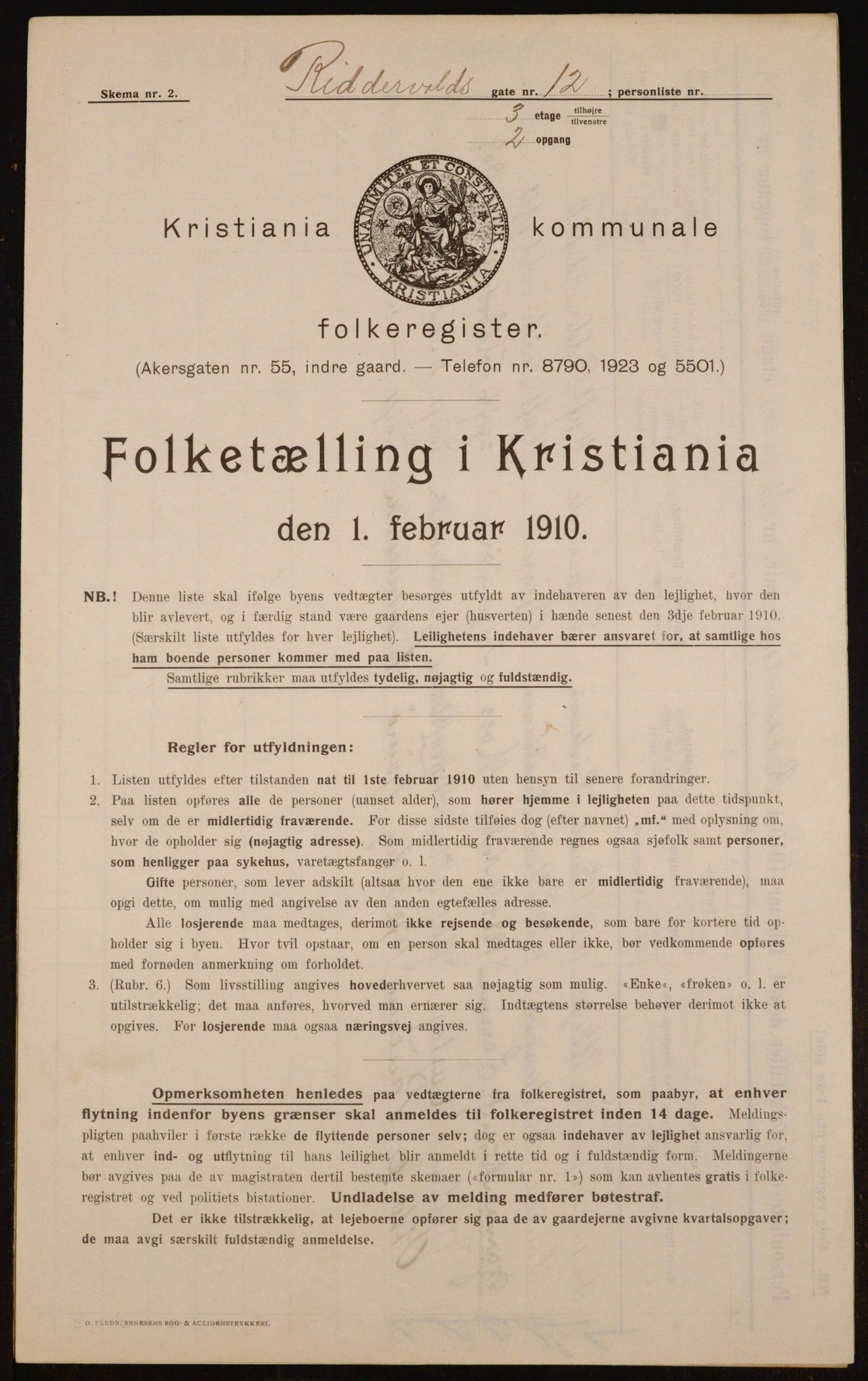 OBA, Kommunal folketelling 1.2.1910 for Kristiania, 1910, s. 79496