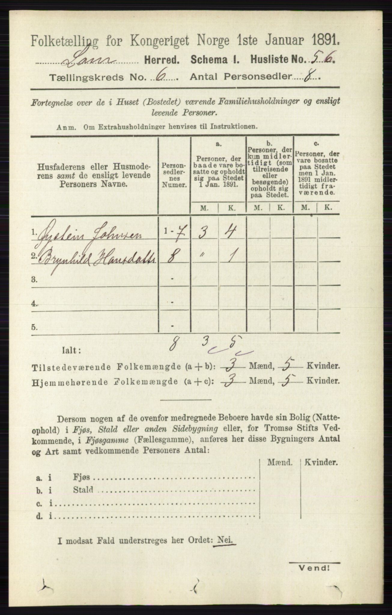 RA, Folketelling 1891 for 0514 Lom herred, 1891, s. 2359