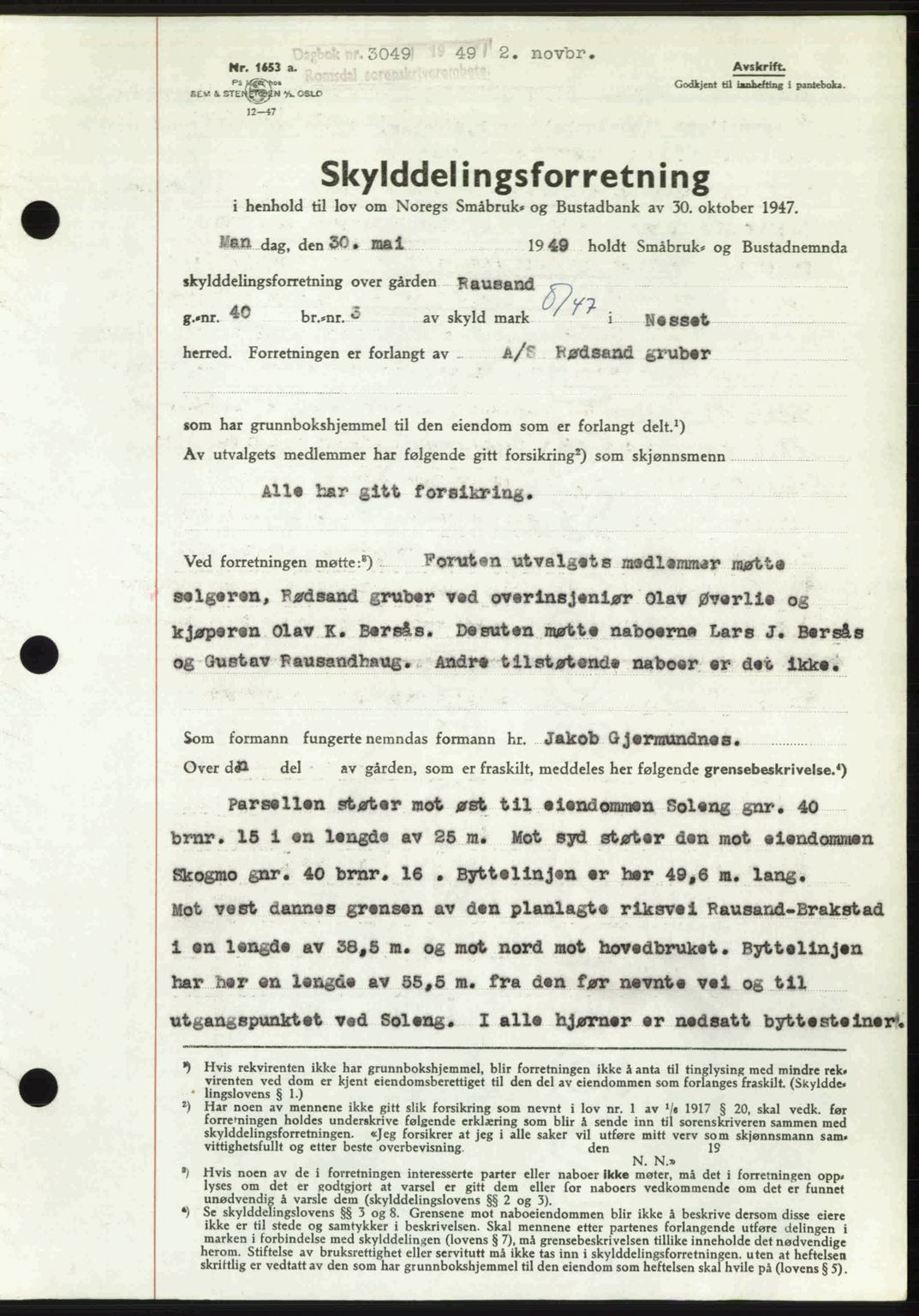 Romsdal sorenskriveri, SAT/A-4149/1/2/2C: Pantebok nr. A31, 1949-1949, Dagboknr: 3049/1949