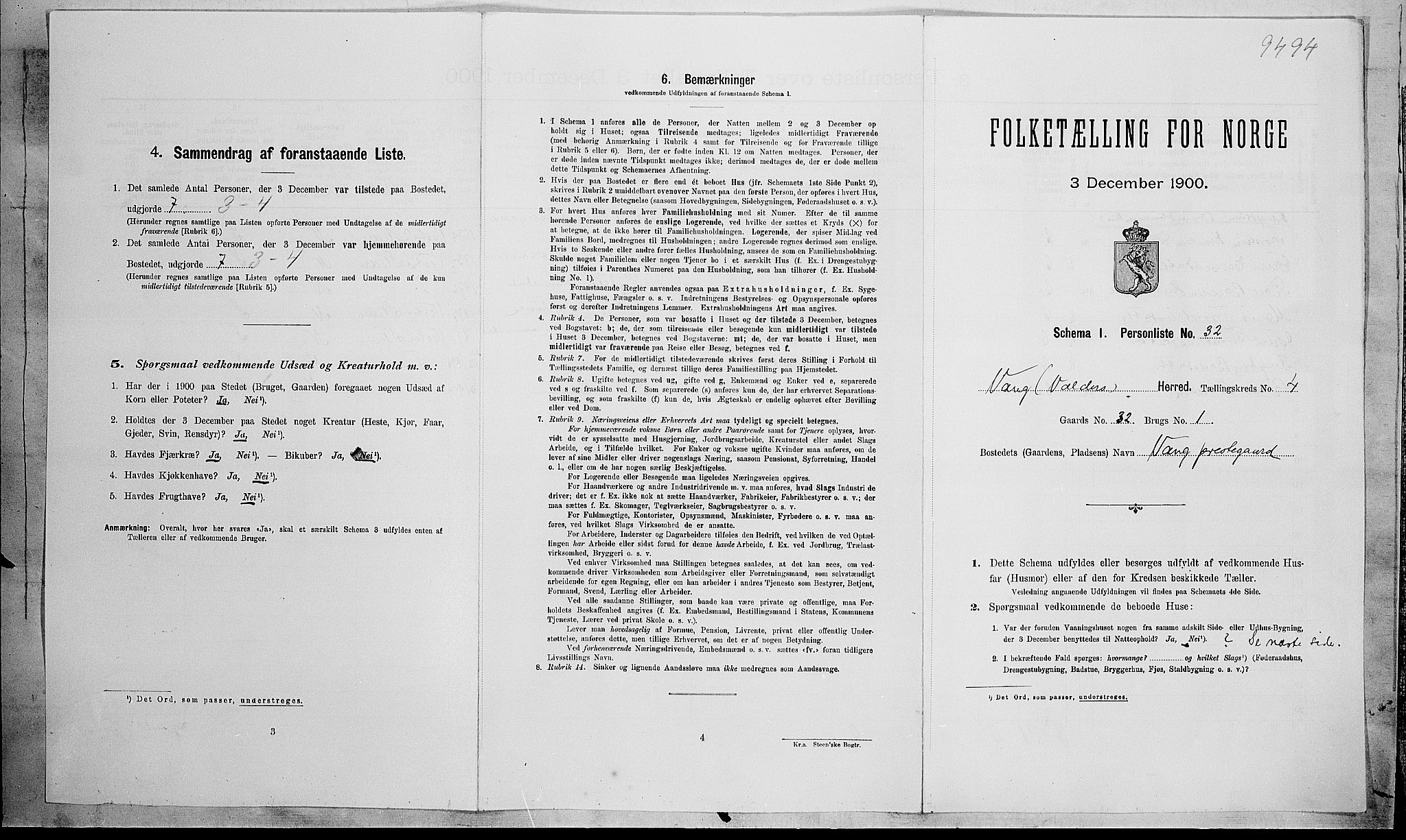 SAH, Folketelling 1900 for 0545 Vang herred, 1900, s. 235