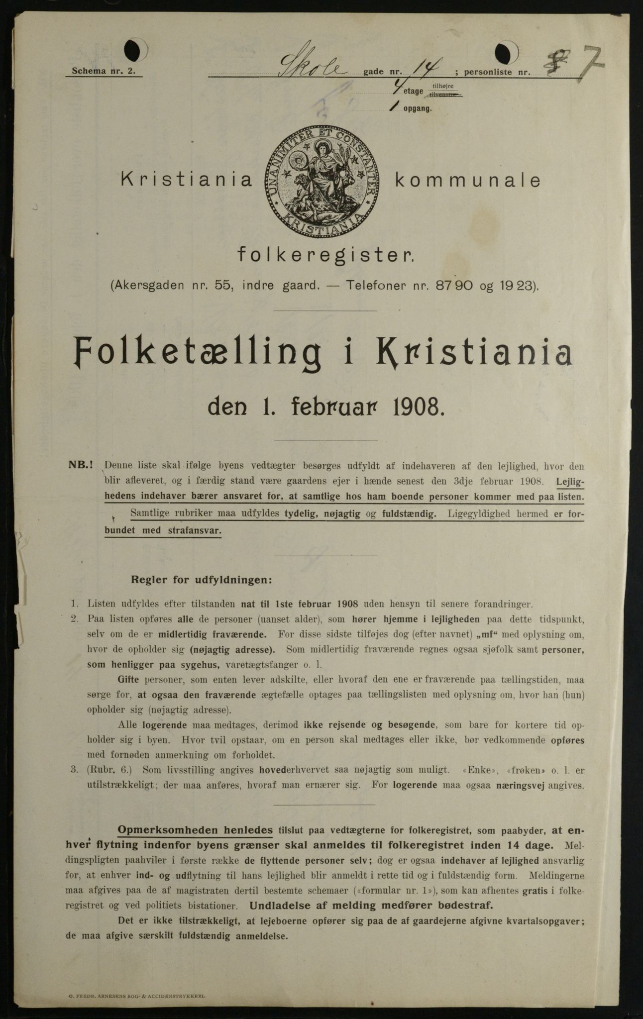 OBA, Kommunal folketelling 1.2.1908 for Kristiania kjøpstad, 1908, s. 86720