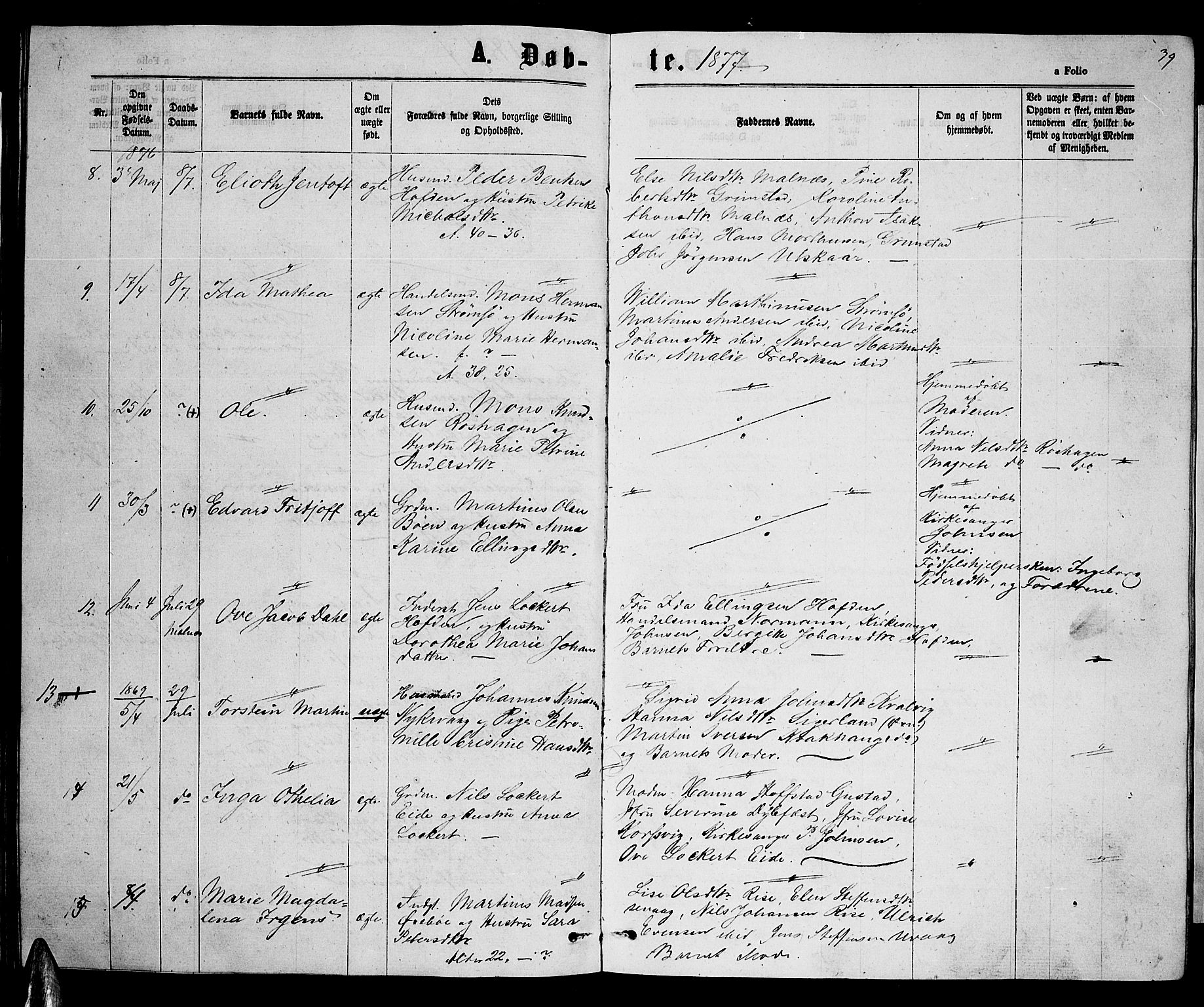 Ministerialprotokoller, klokkerbøker og fødselsregistre - Nordland, SAT/A-1459/892/L1324: Klokkerbok nr. 892C01, 1865-1879, s. 39