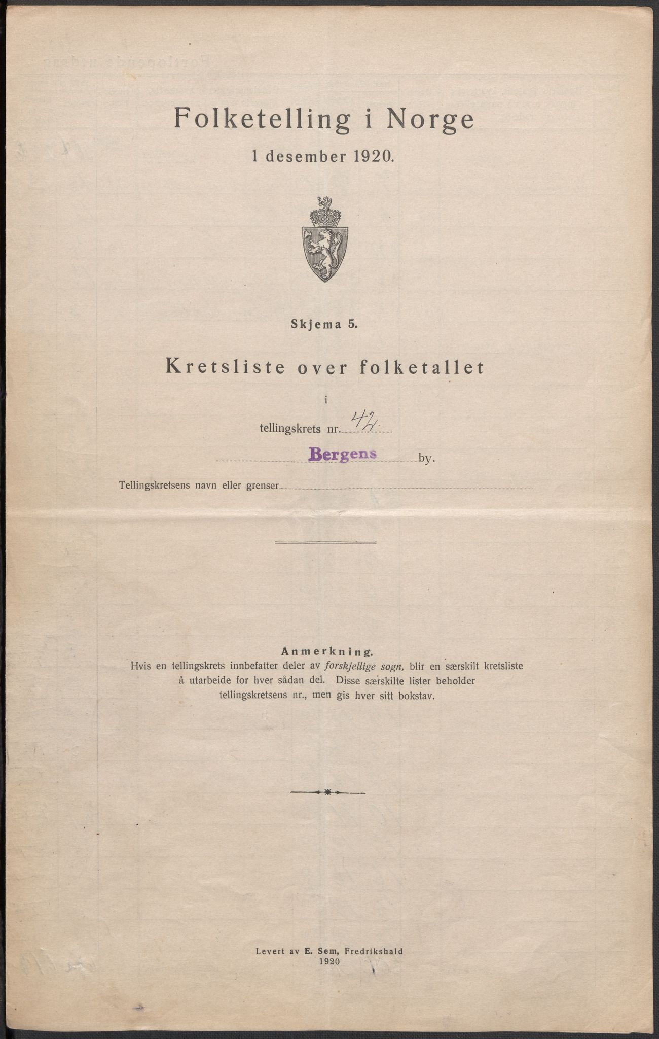 SAB, Folketelling 1920 for 1301 Bergen kjøpstad, 1920, s. 138