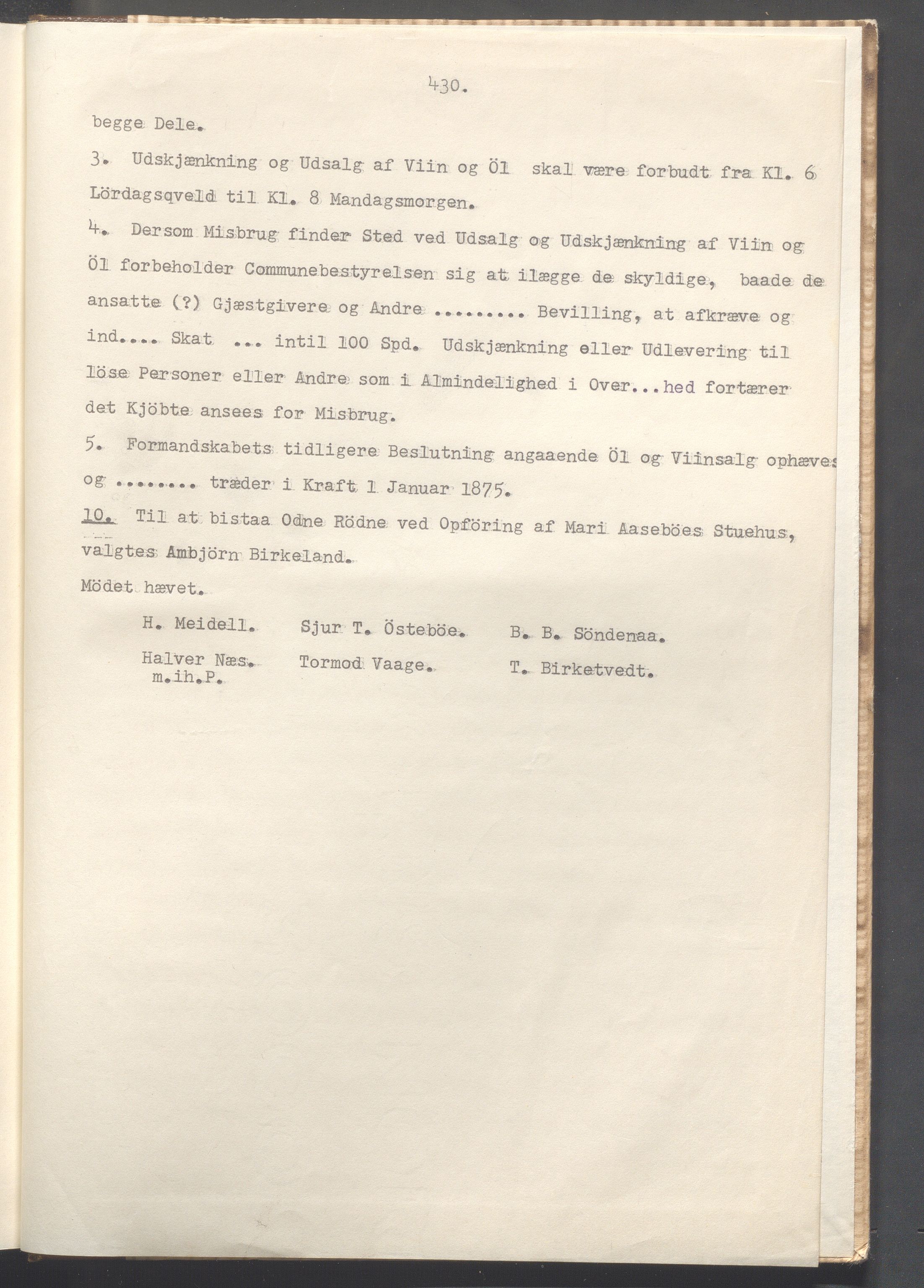 Vikedal kommune - Formannskapet, IKAR/K-100598/A/Ac/L0002: Avskrift av møtebok, 1862-1874, s. 430
