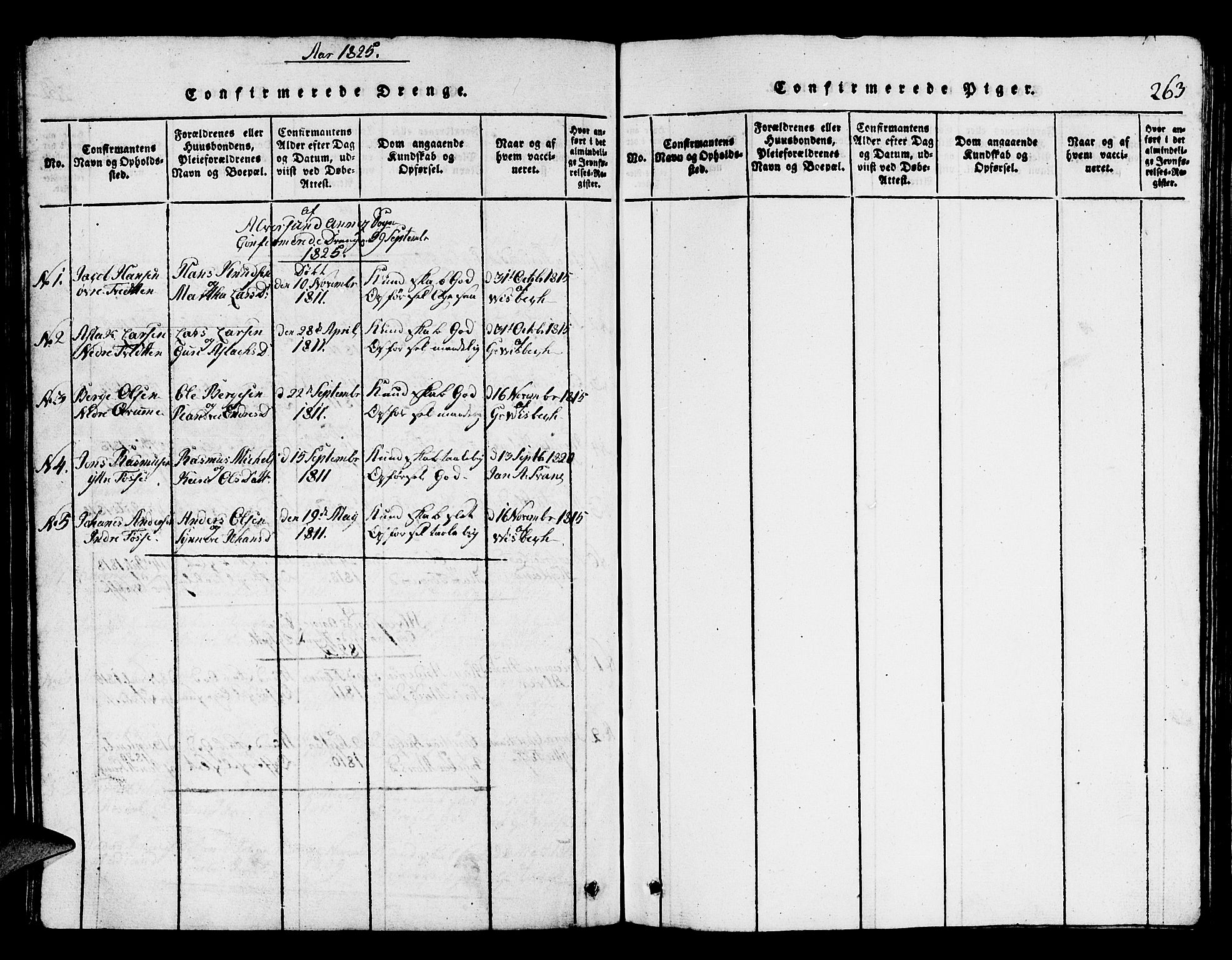 Hamre sokneprestembete, SAB/A-75501/H/Ha/Hab: Klokkerbok nr. A 1, 1816-1826, s. 263