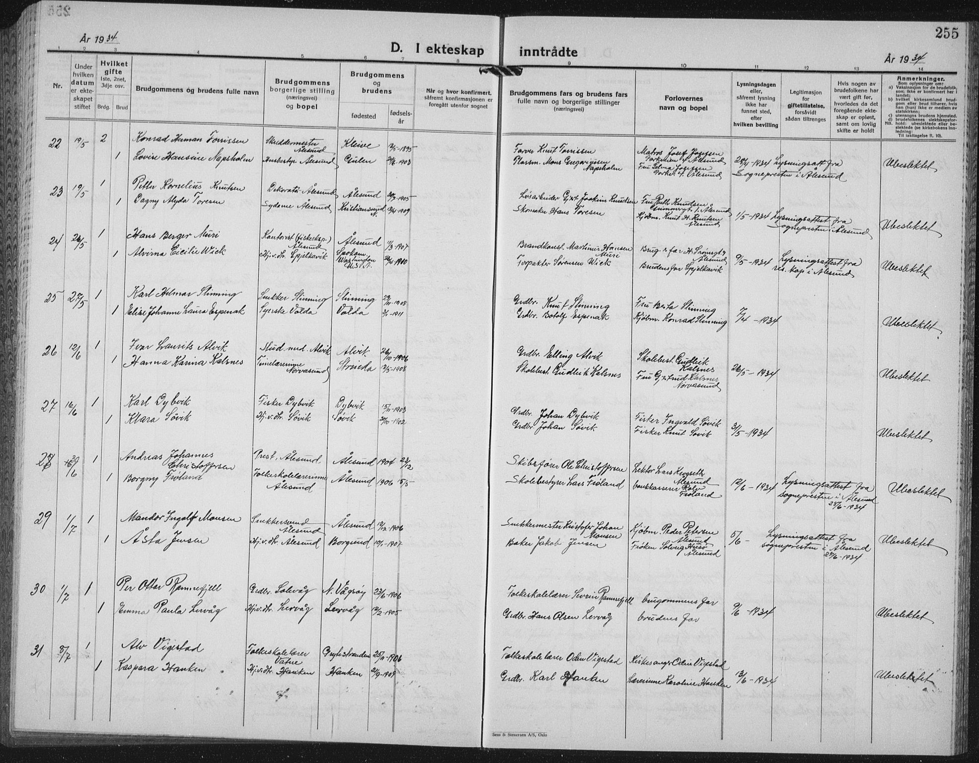 Ministerialprotokoller, klokkerbøker og fødselsregistre - Møre og Romsdal, AV/SAT-A-1454/528/L0436: Klokkerbok nr. 528C17, 1927-1939, s. 255