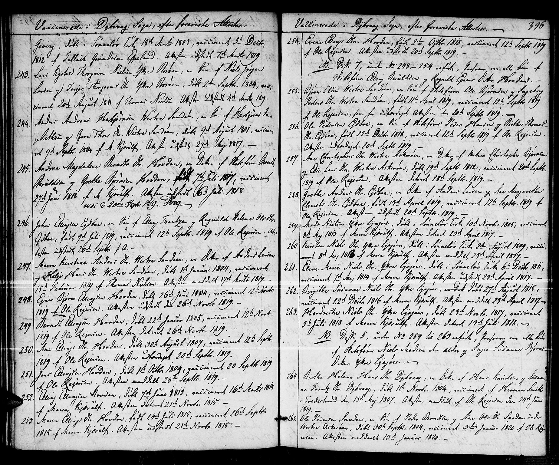 Dypvåg sokneprestkontor, AV/SAK-1111-0007/F/Fa/Faa/L0002: Ministerialbok nr. A 2/ 1, 1813-1824, s. 396