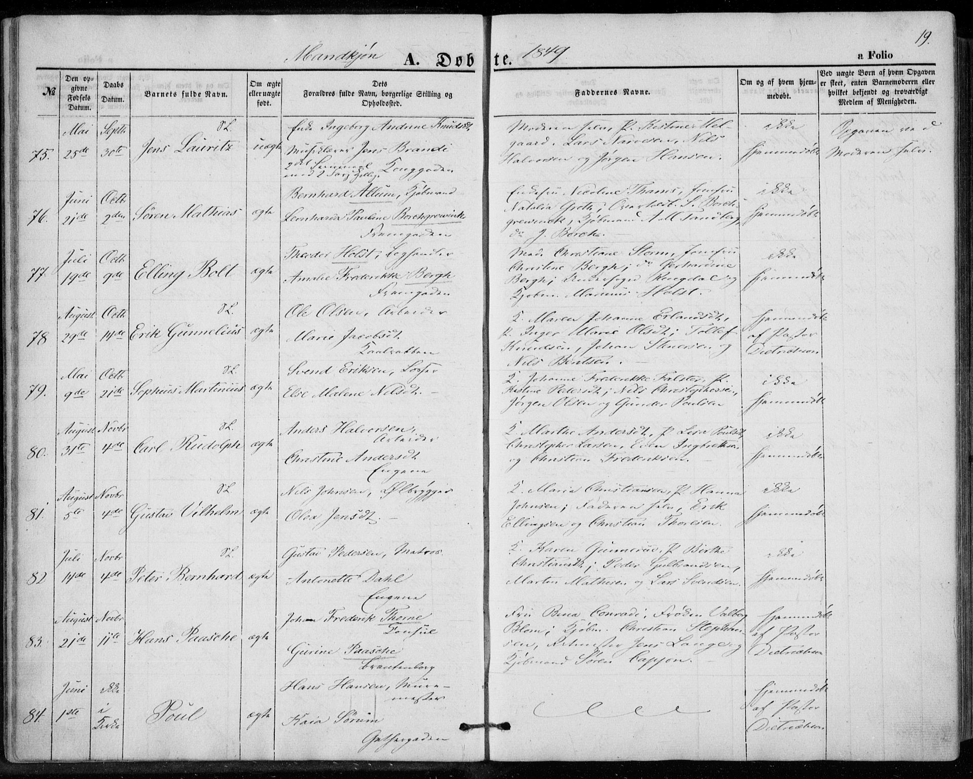 Bragernes kirkebøker, AV/SAKO-A-6/F/Fb/L0002: Ministerialbok nr. II 2, 1848-1859, s. 19