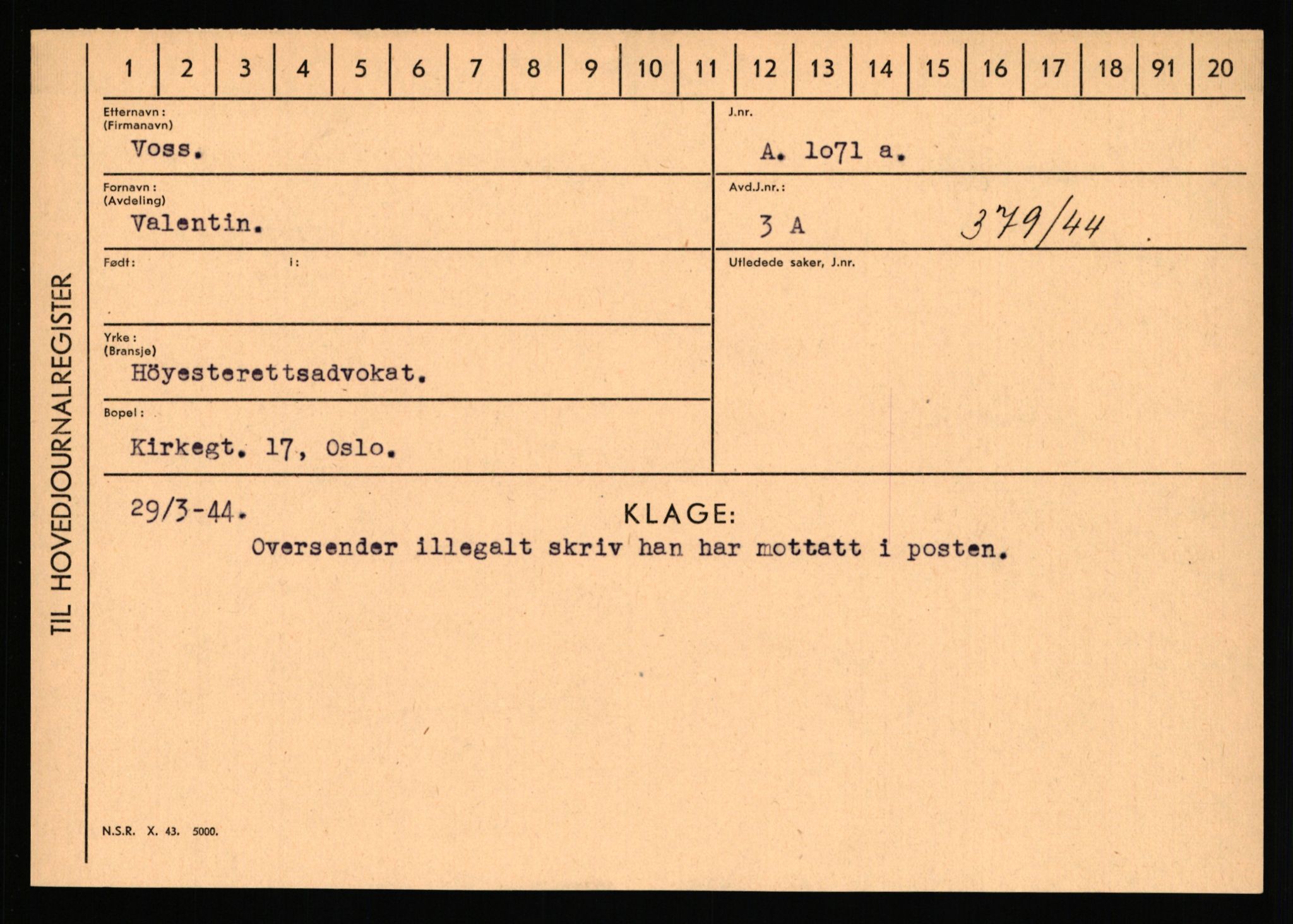 Statspolitiet - Hovedkontoret / Osloavdelingen, AV/RA-S-1329/C/Ca/L0016: Uberg - Øystese, 1943-1945, s. 1510