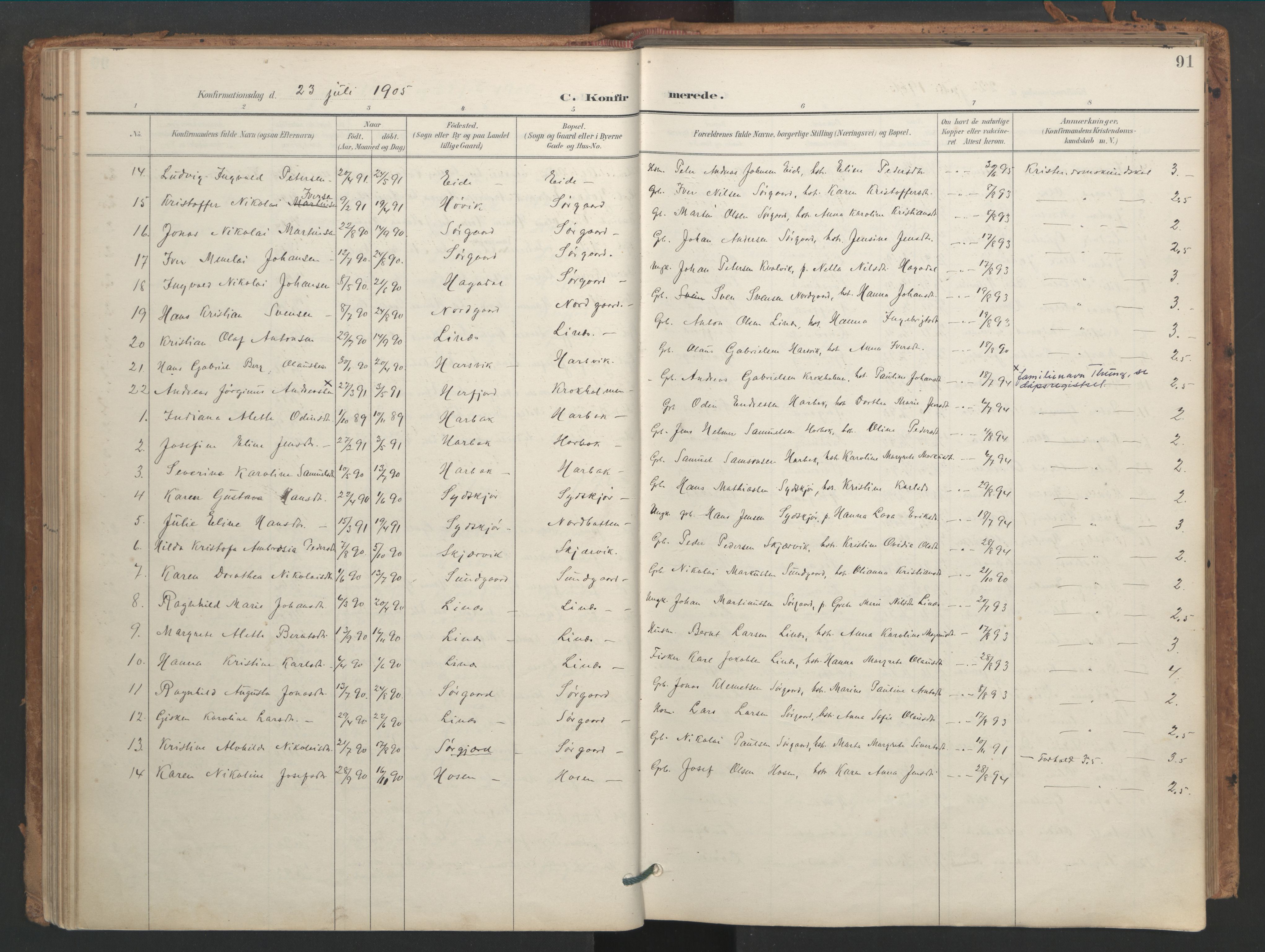 Ministerialprotokoller, klokkerbøker og fødselsregistre - Sør-Trøndelag, AV/SAT-A-1456/656/L0693: Ministerialbok nr. 656A02, 1894-1913, s. 91