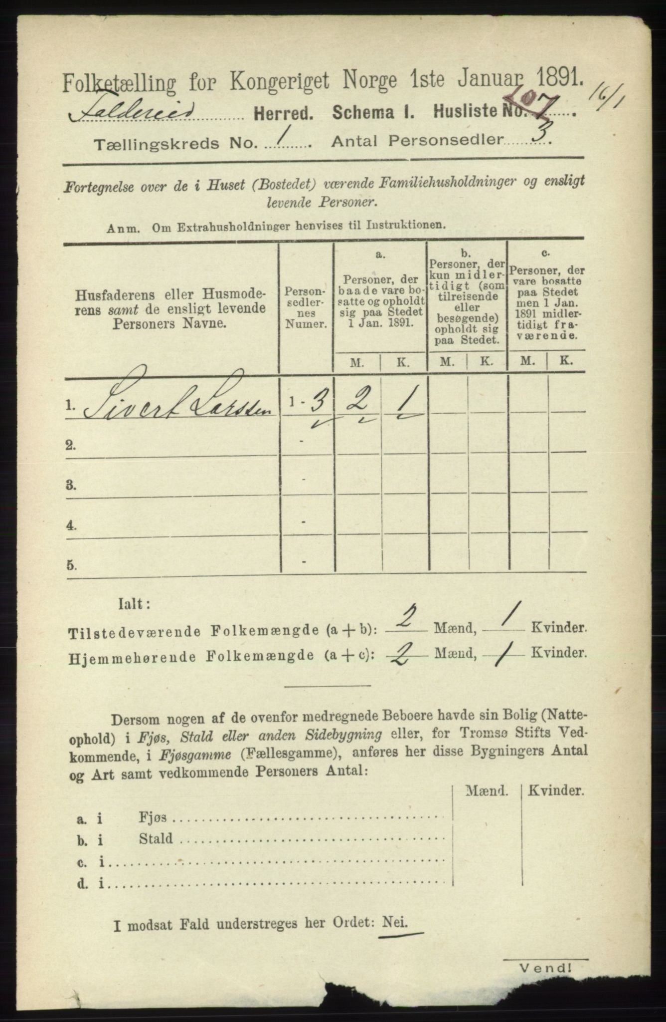 RA, Folketelling 1891 for 1753 Foldereid herred, 1891, s. 119