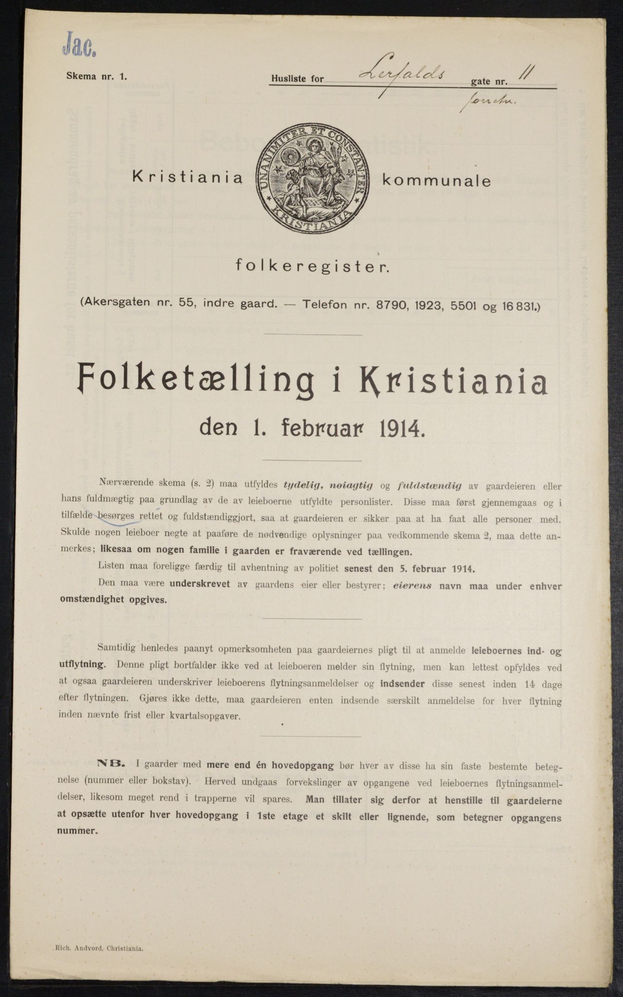 OBA, Kommunal folketelling 1.2.1914 for Kristiania, 1914, s. 57332