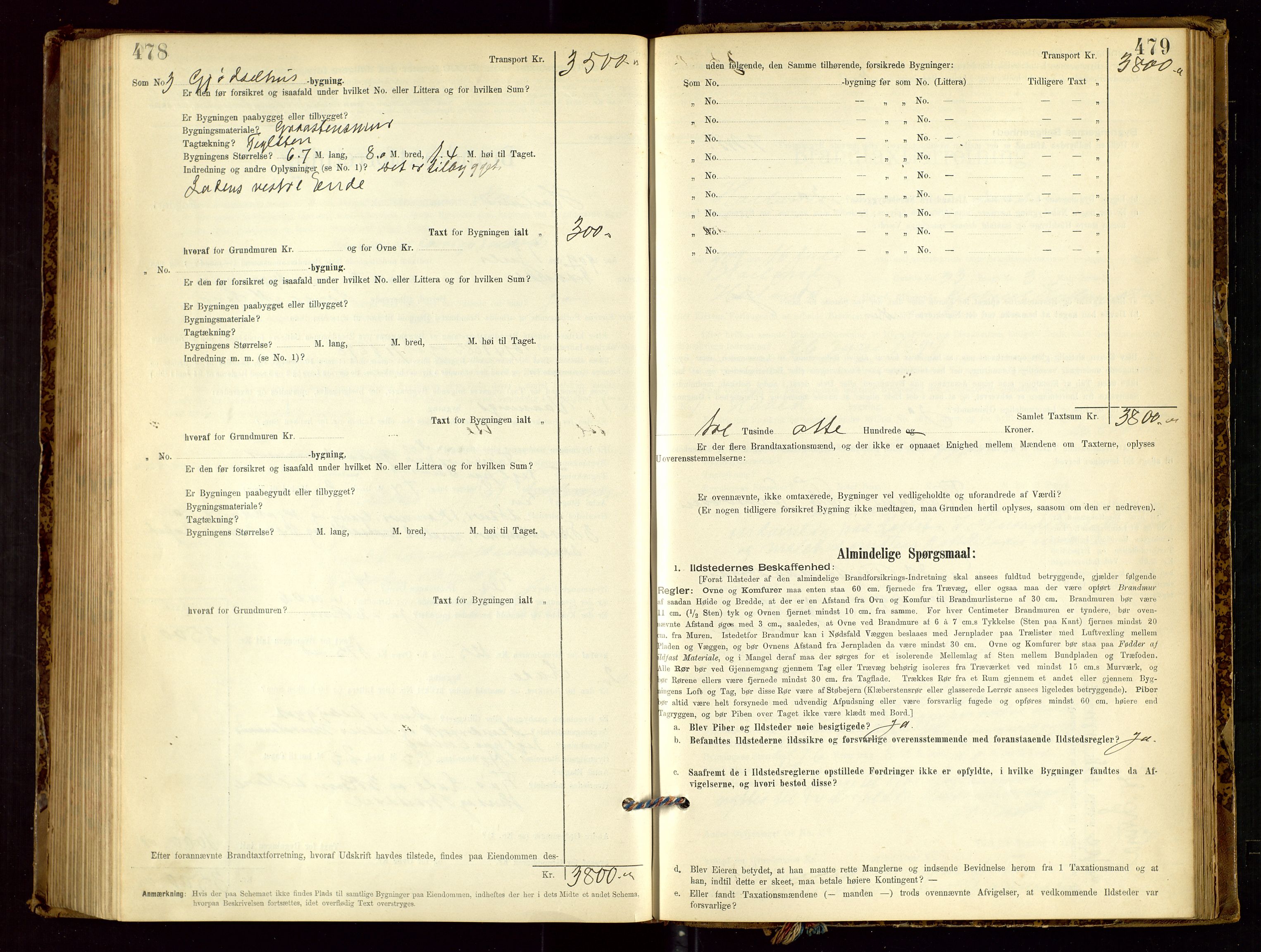 Høyland/Sandnes lensmannskontor, AV/SAST-A-100166/Gob/L0001: "Brandtaxtprotokol", 1890-1913, s. 478-479