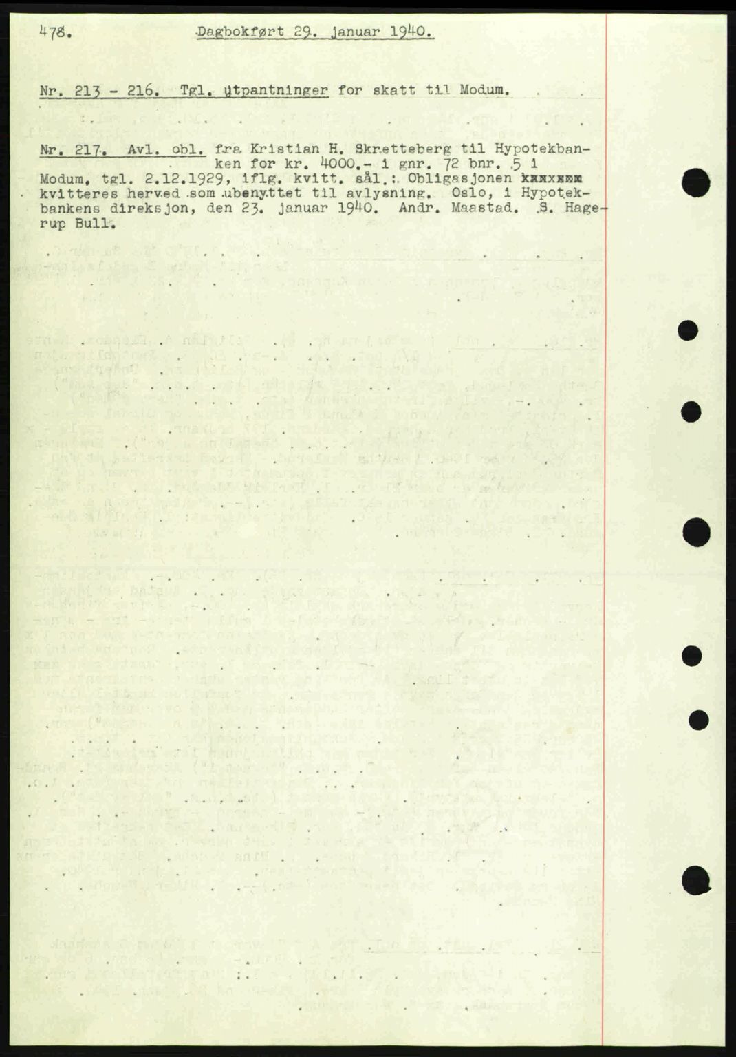 Eiker, Modum og Sigdal sorenskriveri, SAKO/A-123/G/Ga/Gab/L0041: Pantebok nr. A11, 1939-1940, Dagboknr: 213/1940