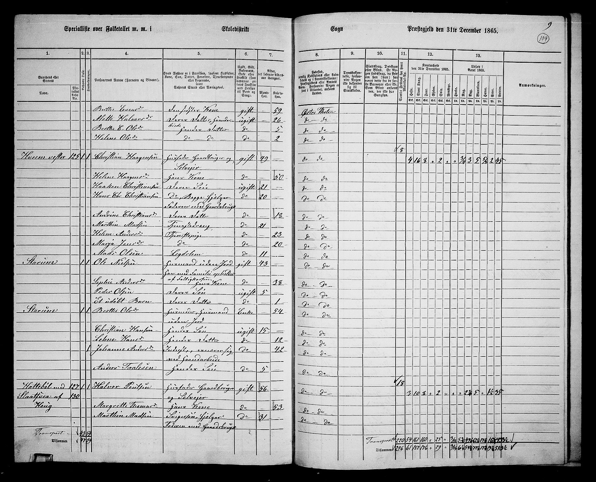 RA, Folketelling 1865 for 0528P Østre Toten prestegjeld, 1865, s. 118