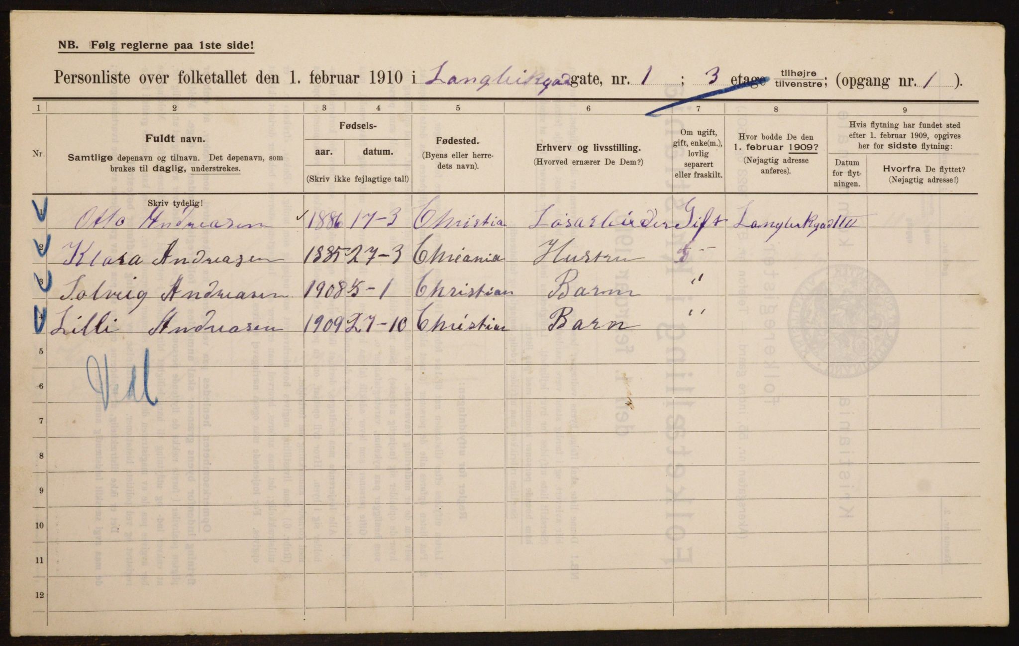 OBA, Kommunal folketelling 1.2.1910 for Kristiania, 1910, s. 54890