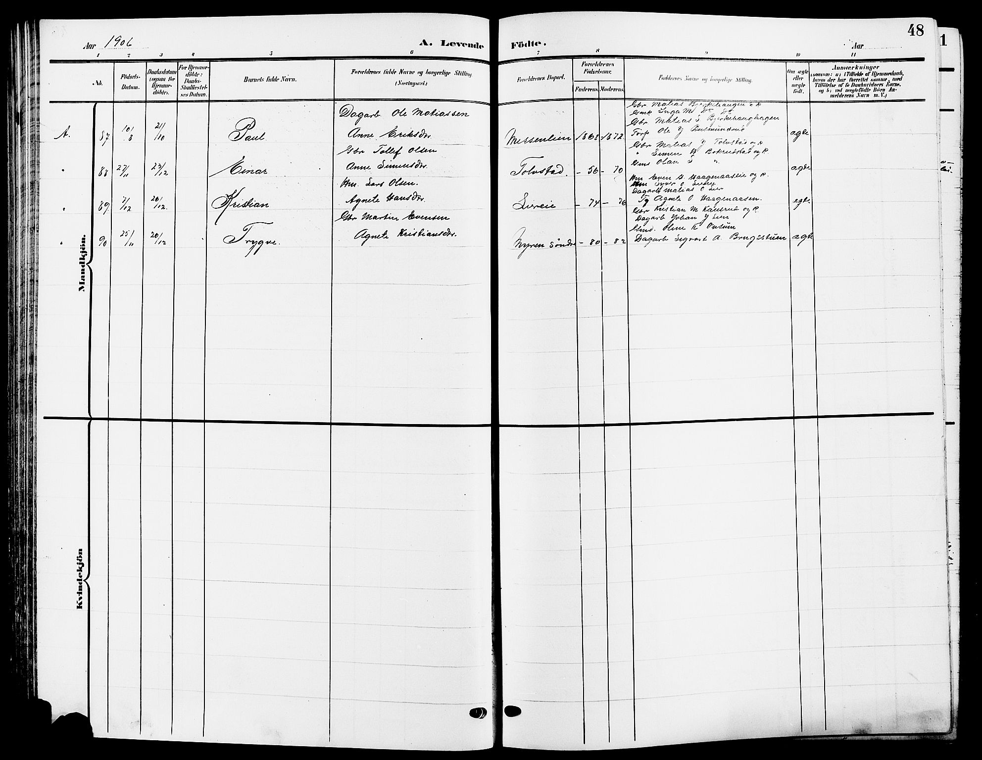 Ringsaker prestekontor, AV/SAH-PREST-014/L/La/L0015: Klokkerbok nr. 15, 1903-1912, s. 48