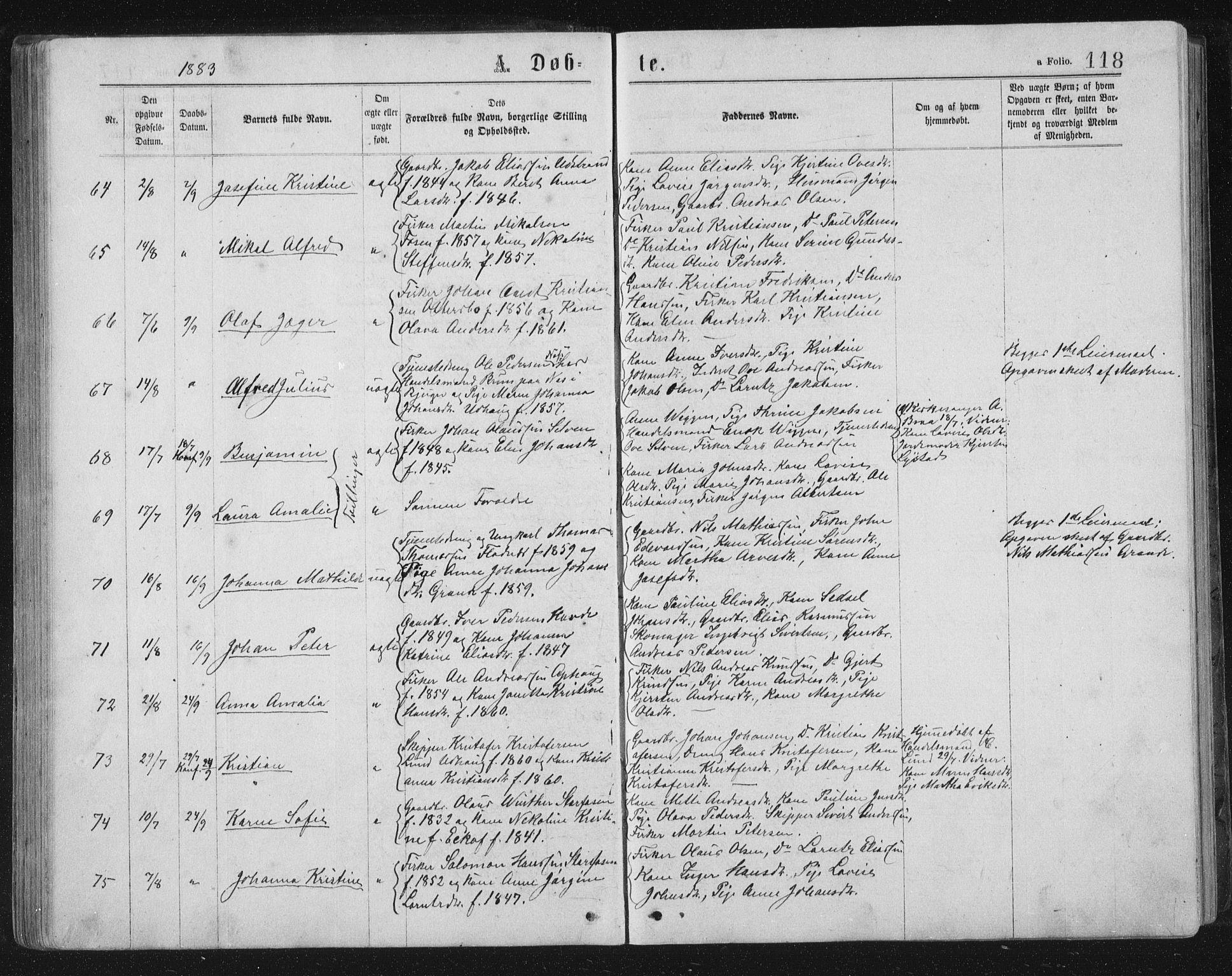 Ministerialprotokoller, klokkerbøker og fødselsregistre - Sør-Trøndelag, SAT/A-1456/659/L0745: Klokkerbok nr. 659C02, 1869-1892, s. 118