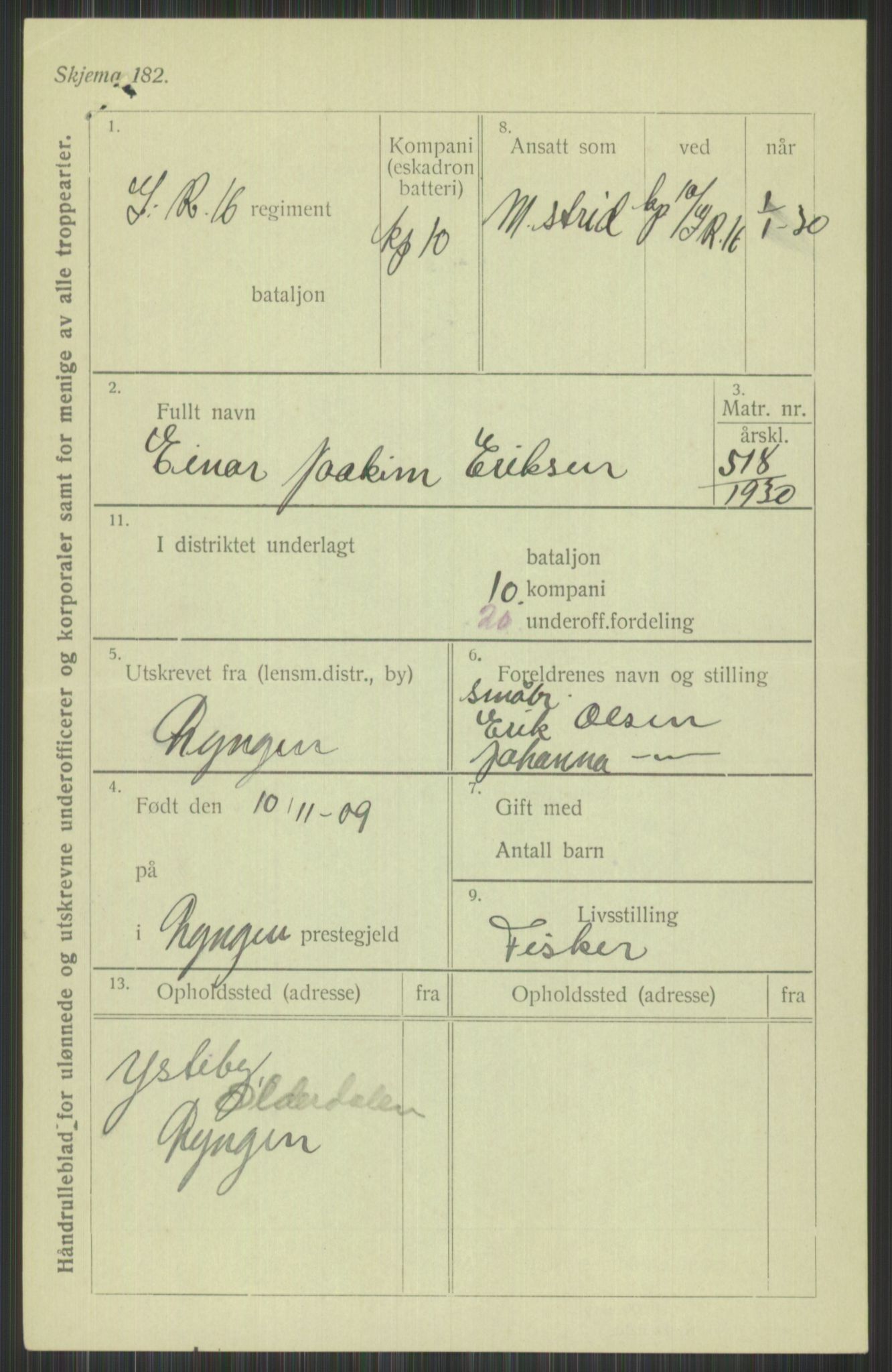 Forsvaret, Troms infanteriregiment nr. 16, AV/RA-RAFA-3146/P/Pa/L0014: Rulleblad for regimentets menige mannskaper, årsklasse 1930, 1930, s. 127