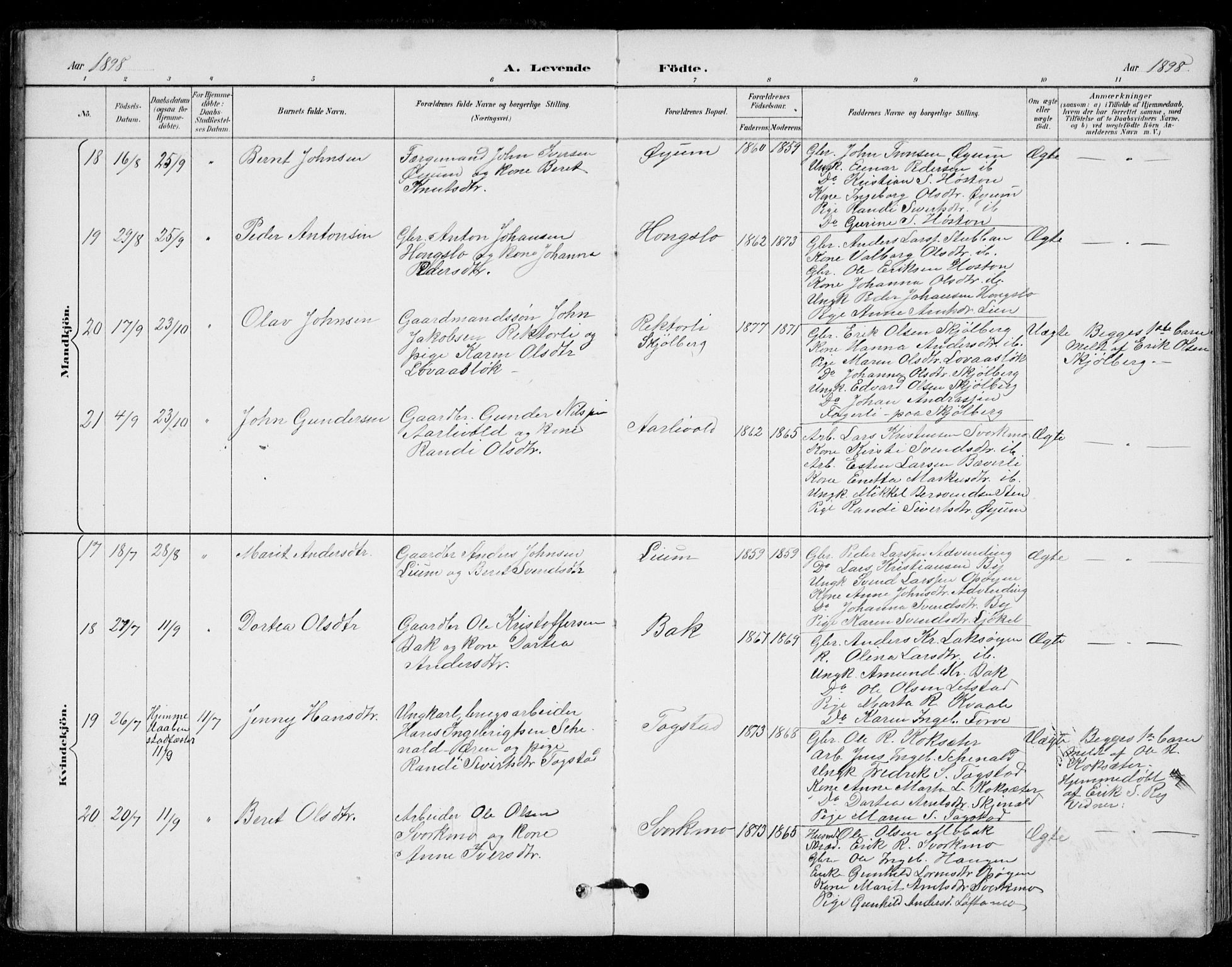 Ministerialprotokoller, klokkerbøker og fødselsregistre - Sør-Trøndelag, AV/SAT-A-1456/671/L0841: Ministerialbok nr. 671A03, 1893-1915