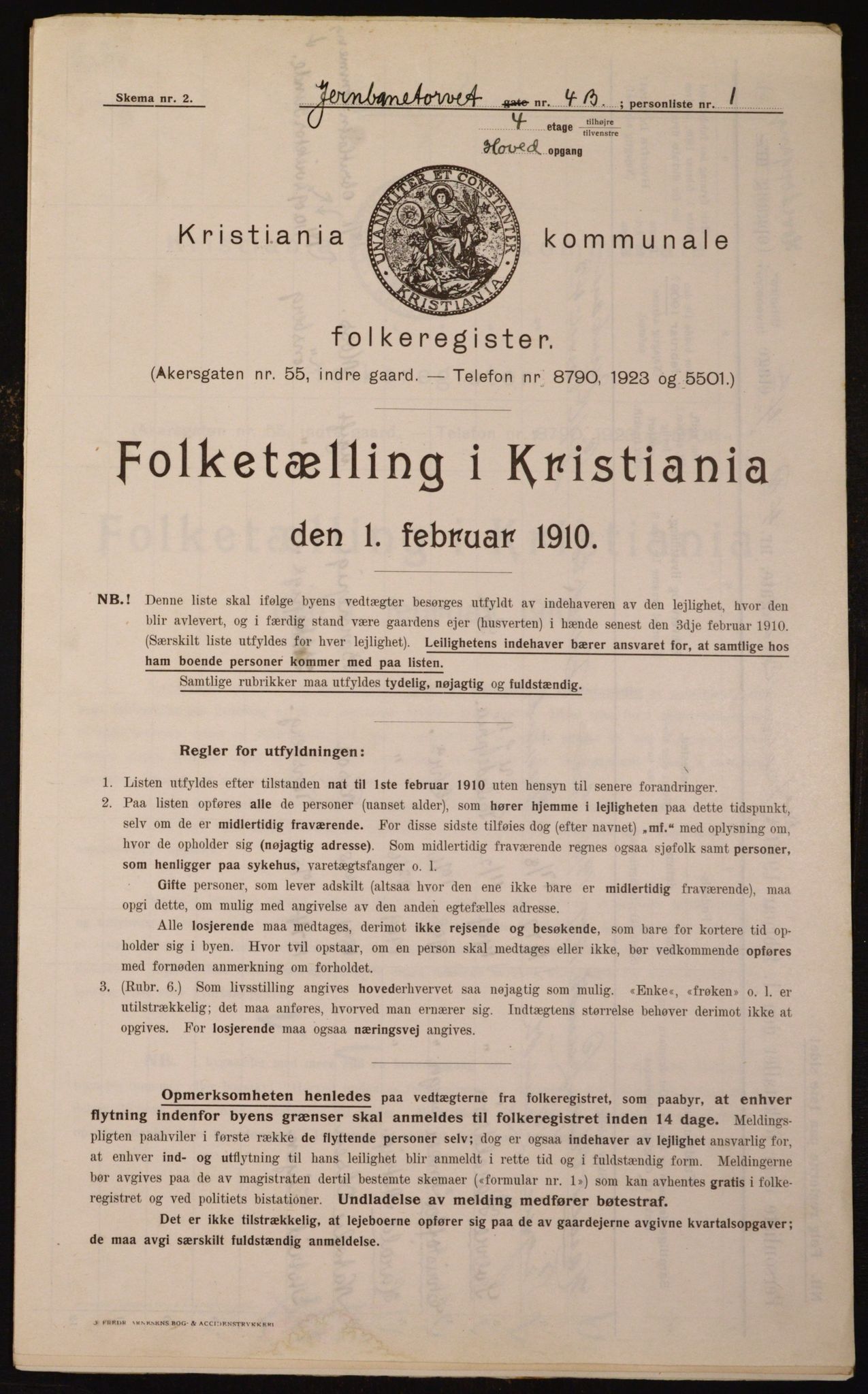 OBA, Kommunal folketelling 1.2.1910 for Kristiania, 1910, s. 45618