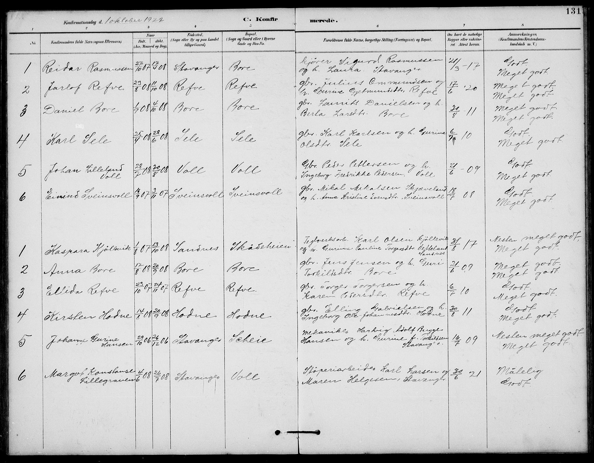 Klepp sokneprestkontor, AV/SAST-A-101803/001/30/300BB/L0006: Klokkerbok nr. B 6, 1889-1936, s. 131