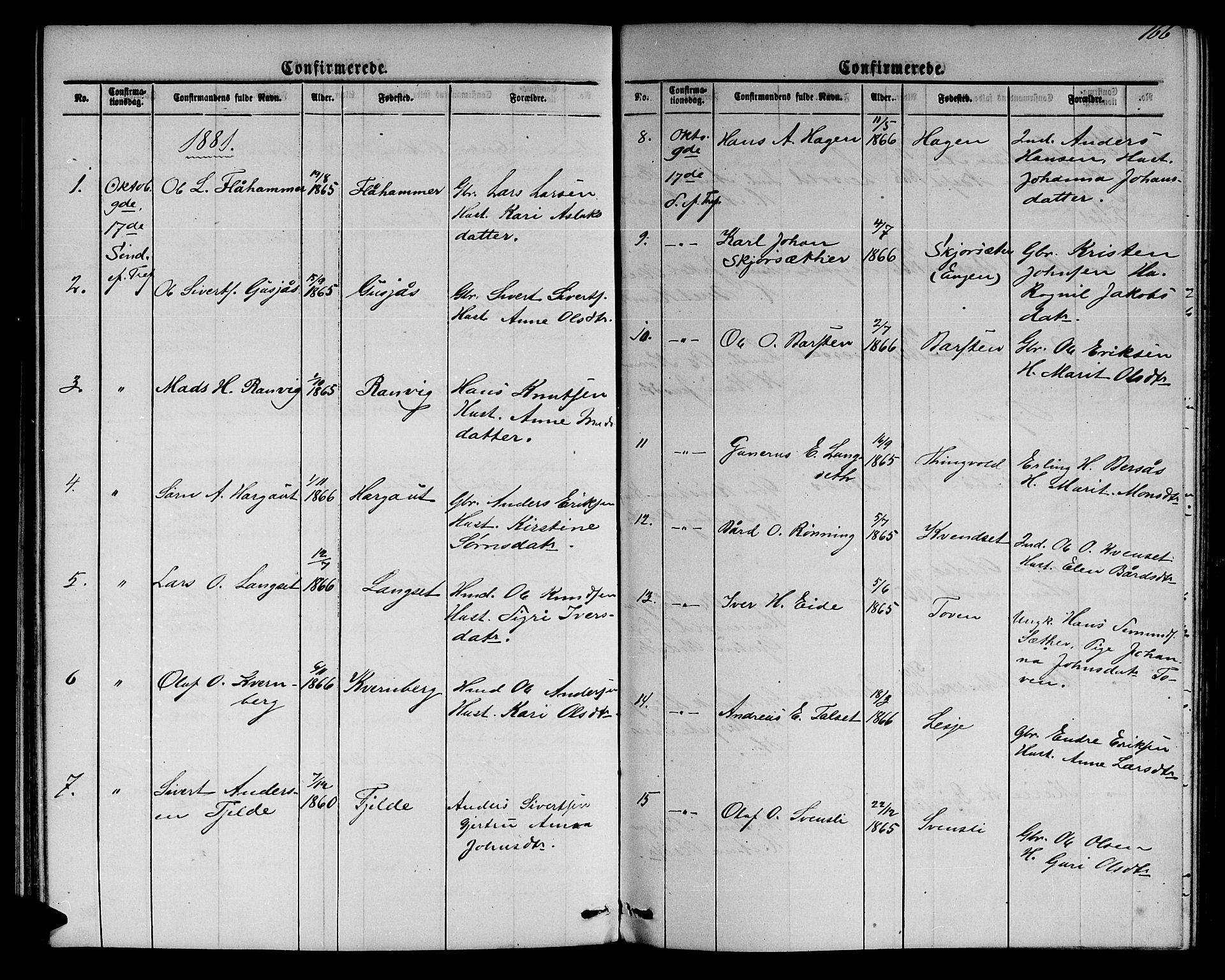 Ministerialprotokoller, klokkerbøker og fødselsregistre - Møre og Romsdal, AV/SAT-A-1454/551/L0630: Klokkerbok nr. 551C02, 1867-1885, s. 166