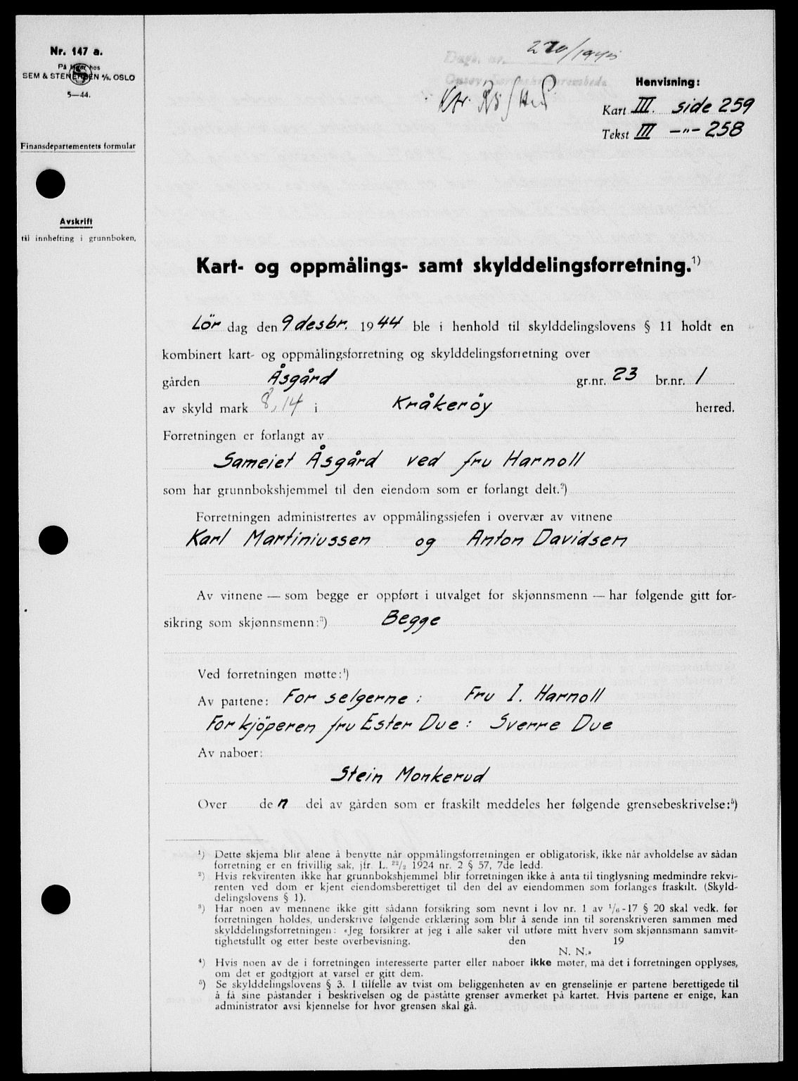Onsøy sorenskriveri, SAO/A-10474/G/Ga/Gab/L0014: Pantebok nr. II A-14, 1944-1945, Dagboknr: 270/1945