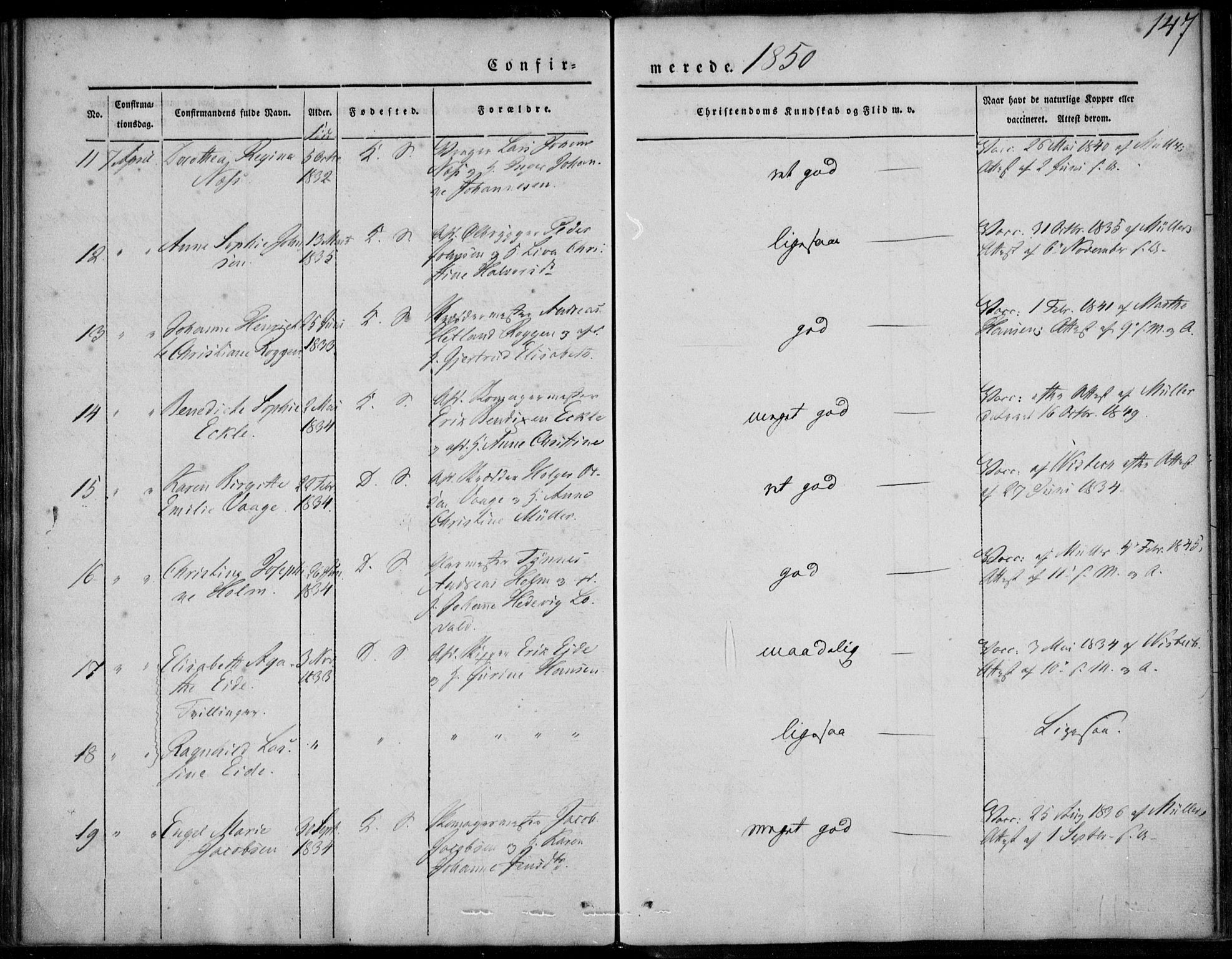 Korskirken sokneprestembete, SAB/A-76101/H/Haa/L0026: Ministerialbok nr. C 2, 1842-1854, s. 147