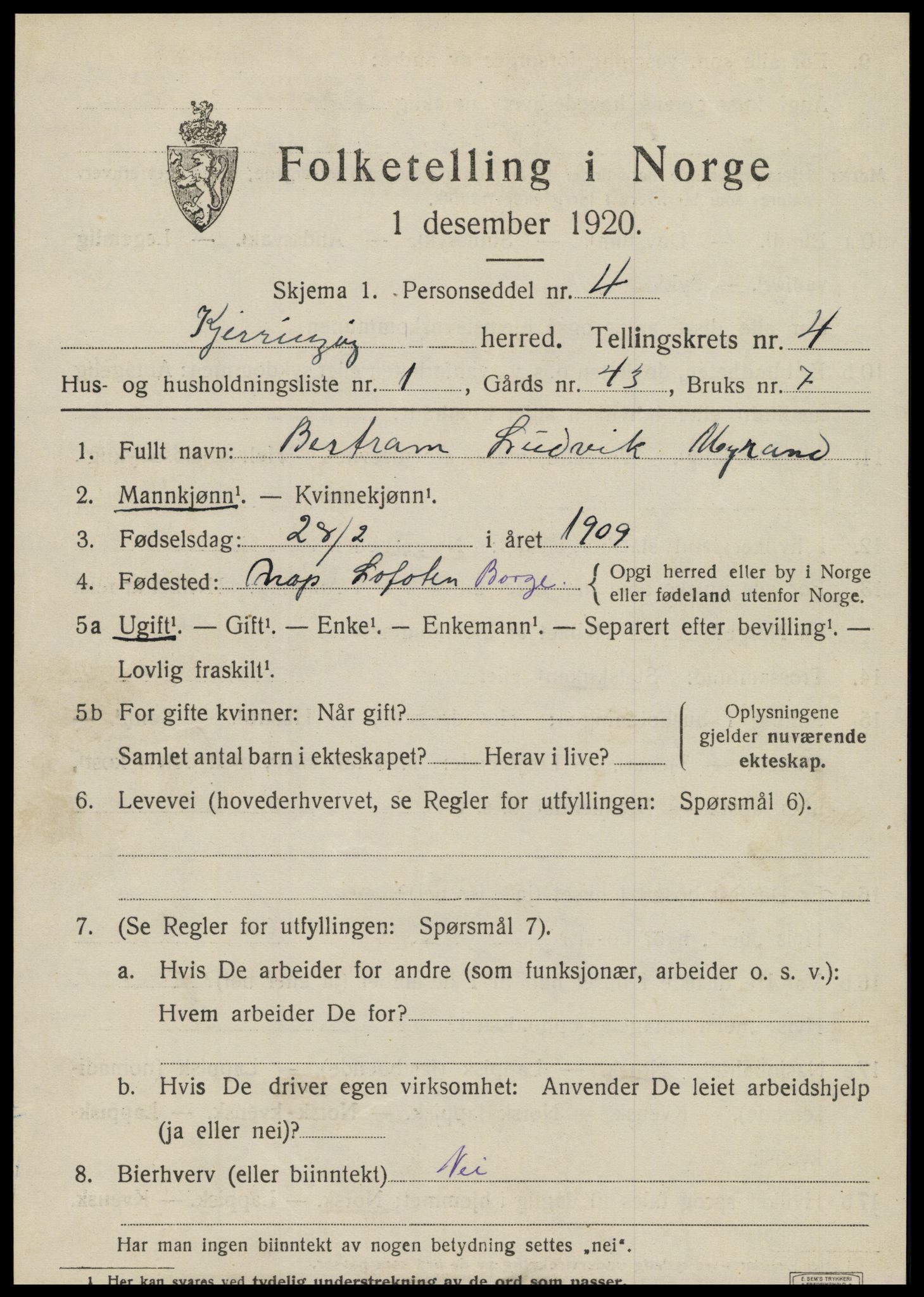 SAT, Folketelling 1920 for 1844 Kjerringøy herred, 1920, s. 1831