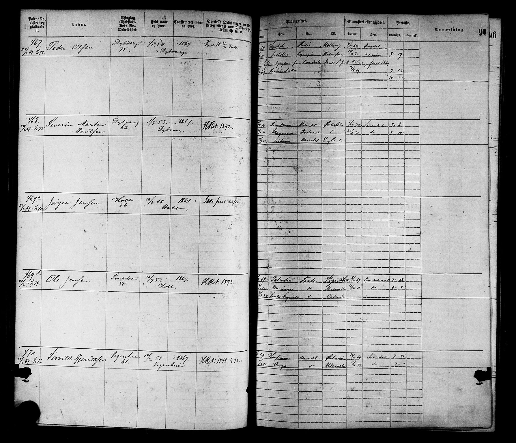 Tvedestrand mønstringskrets, SAK/2031-0011/F/Fa/L0001: Annotasjonsrulle nr 1-1905 med register, R-1, 1866-1886, s. 115