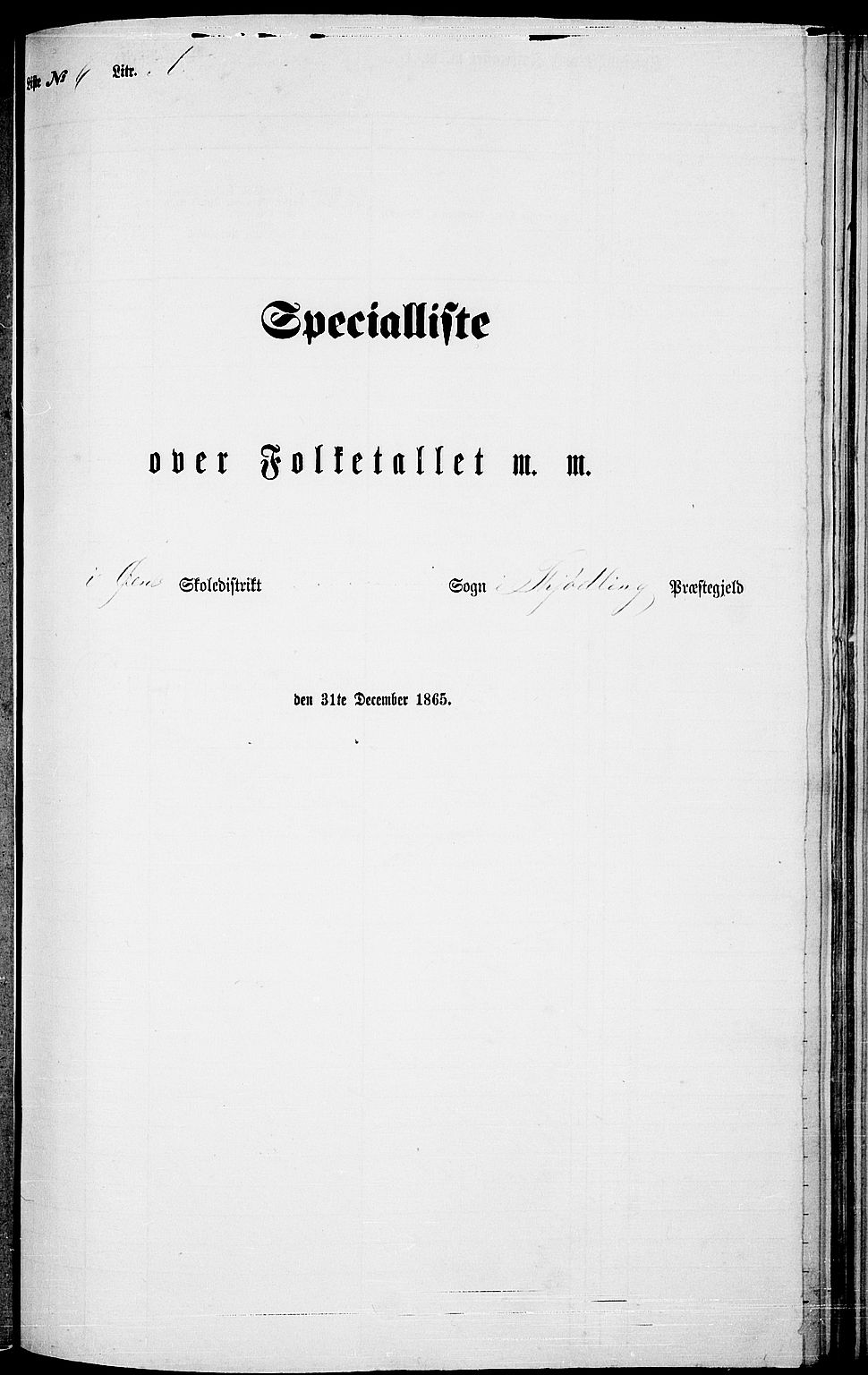 RA, Folketelling 1865 for 0725P Tjølling prestegjeld, 1865, s. 121