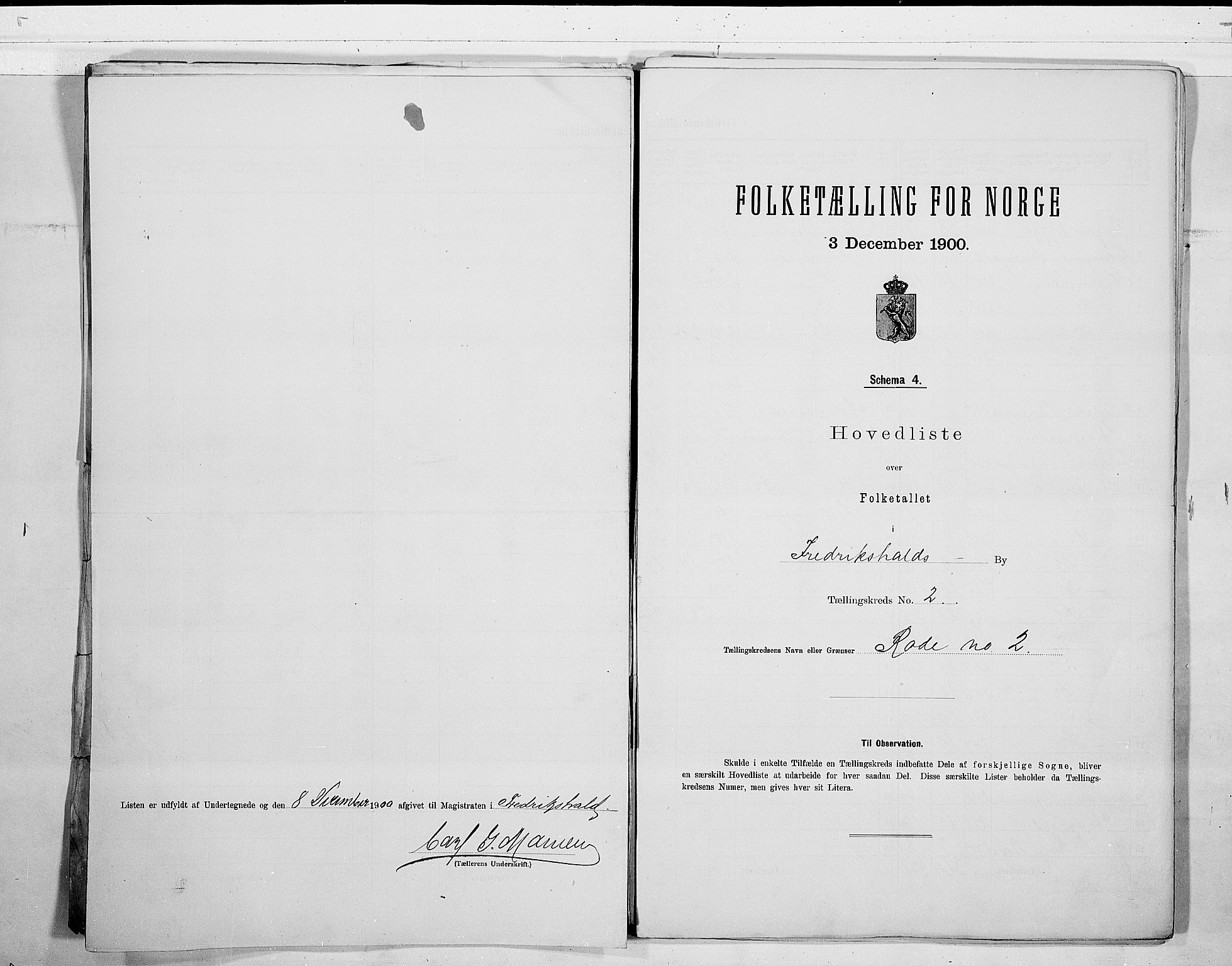 SAO, Folketelling 1900 for 0101 Fredrikshald kjøpstad, 1900, s. 9