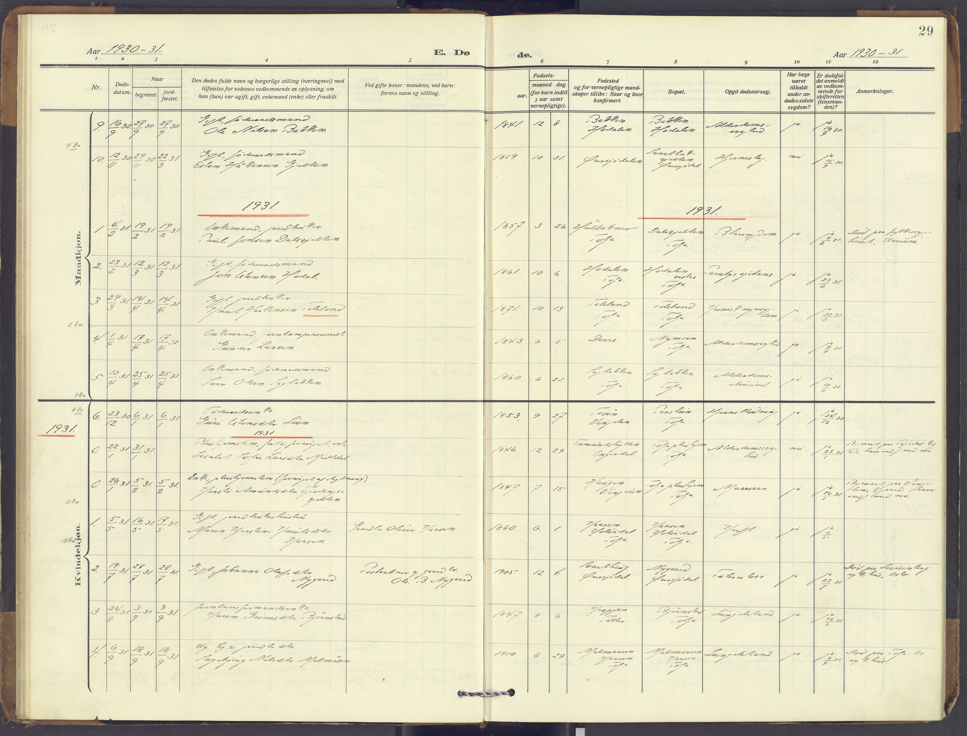 Tolga prestekontor, SAH/PREST-062/K/L0018: Ministerialbok nr. 18, 1911-1989, s. 29