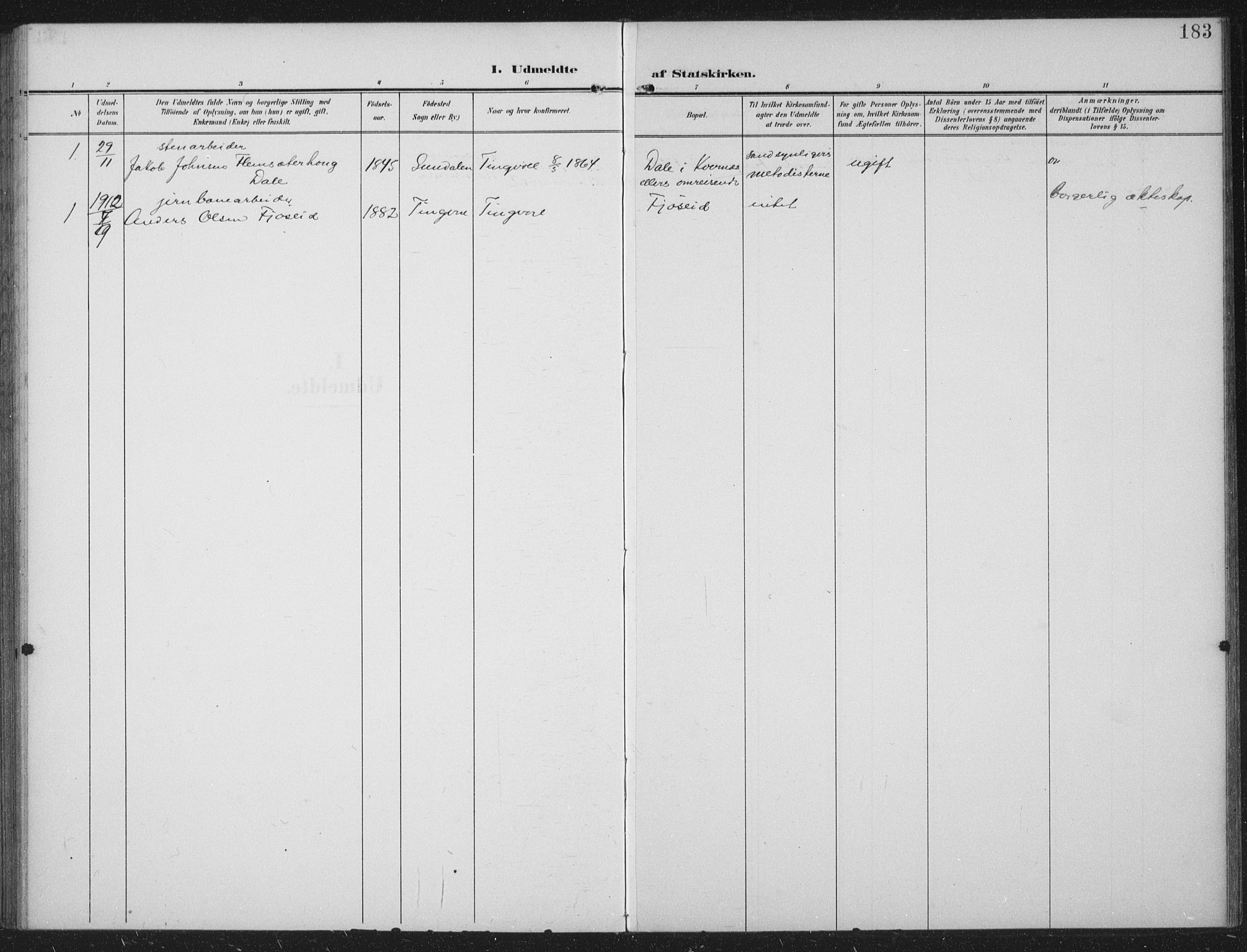 Ministerialprotokoller, klokkerbøker og fødselsregistre - Møre og Romsdal, SAT/A-1454/586/L0989: Ministerialbok nr. 586A15, 1906-1915, s. 183