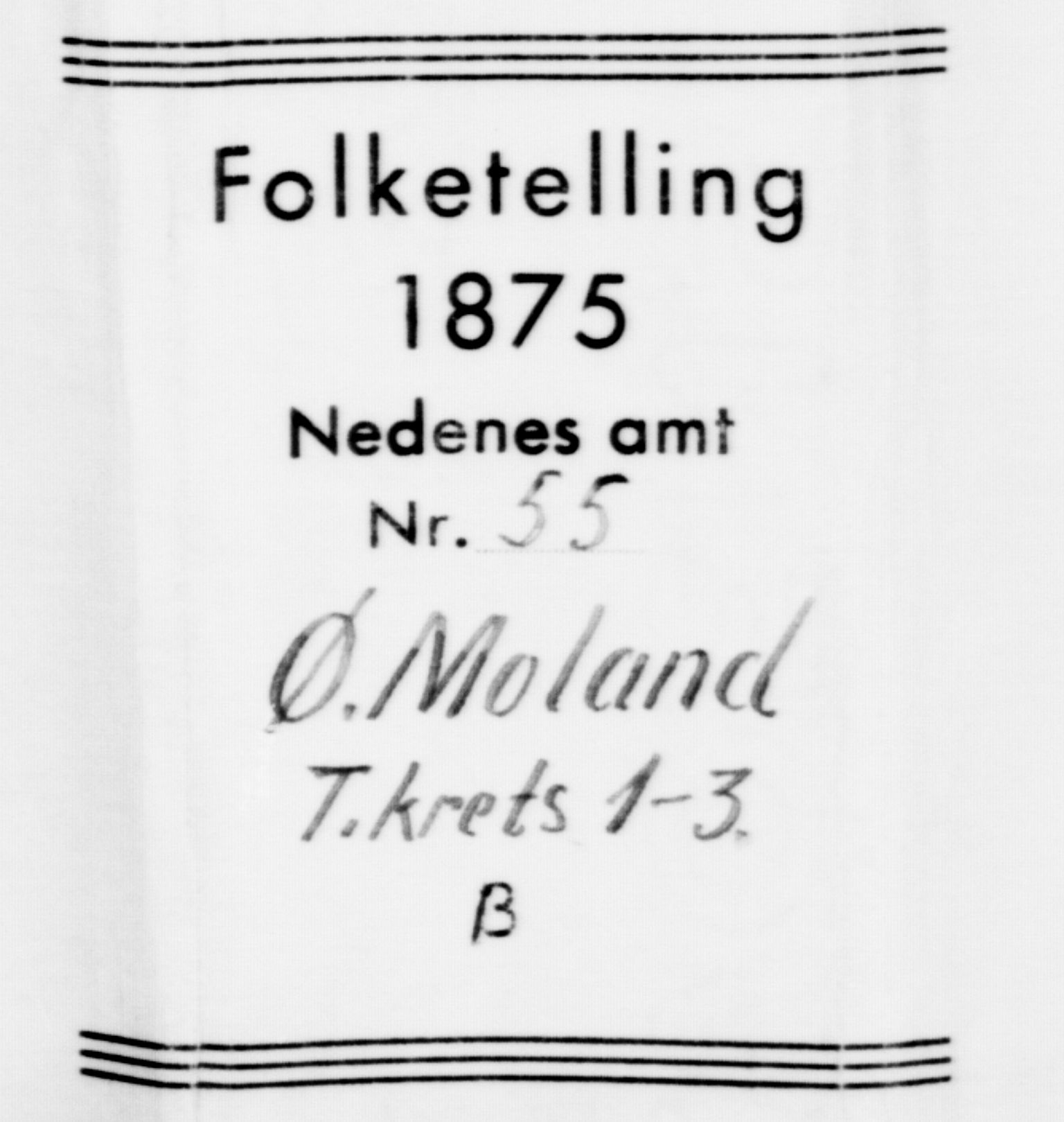 SAK, Folketelling 1875 for 0918P Austre Moland prestegjeld, 1875, s. 2721