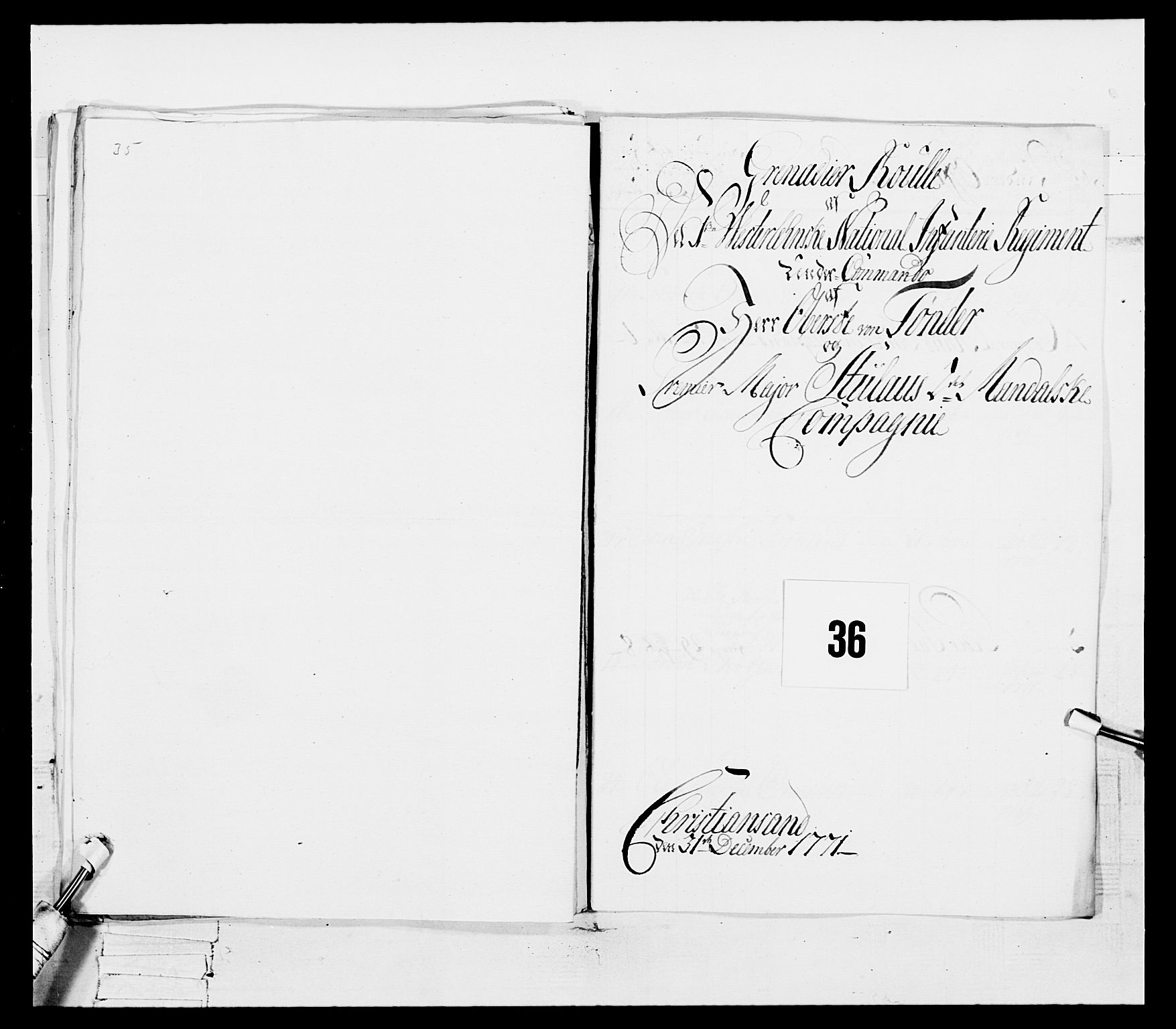 Generalitets- og kommissariatskollegiet, Det kongelige norske kommissariatskollegium, RA/EA-5420/E/Eh/L0101: 1. Vesterlenske nasjonale infanteriregiment, 1766-1777, s. 203