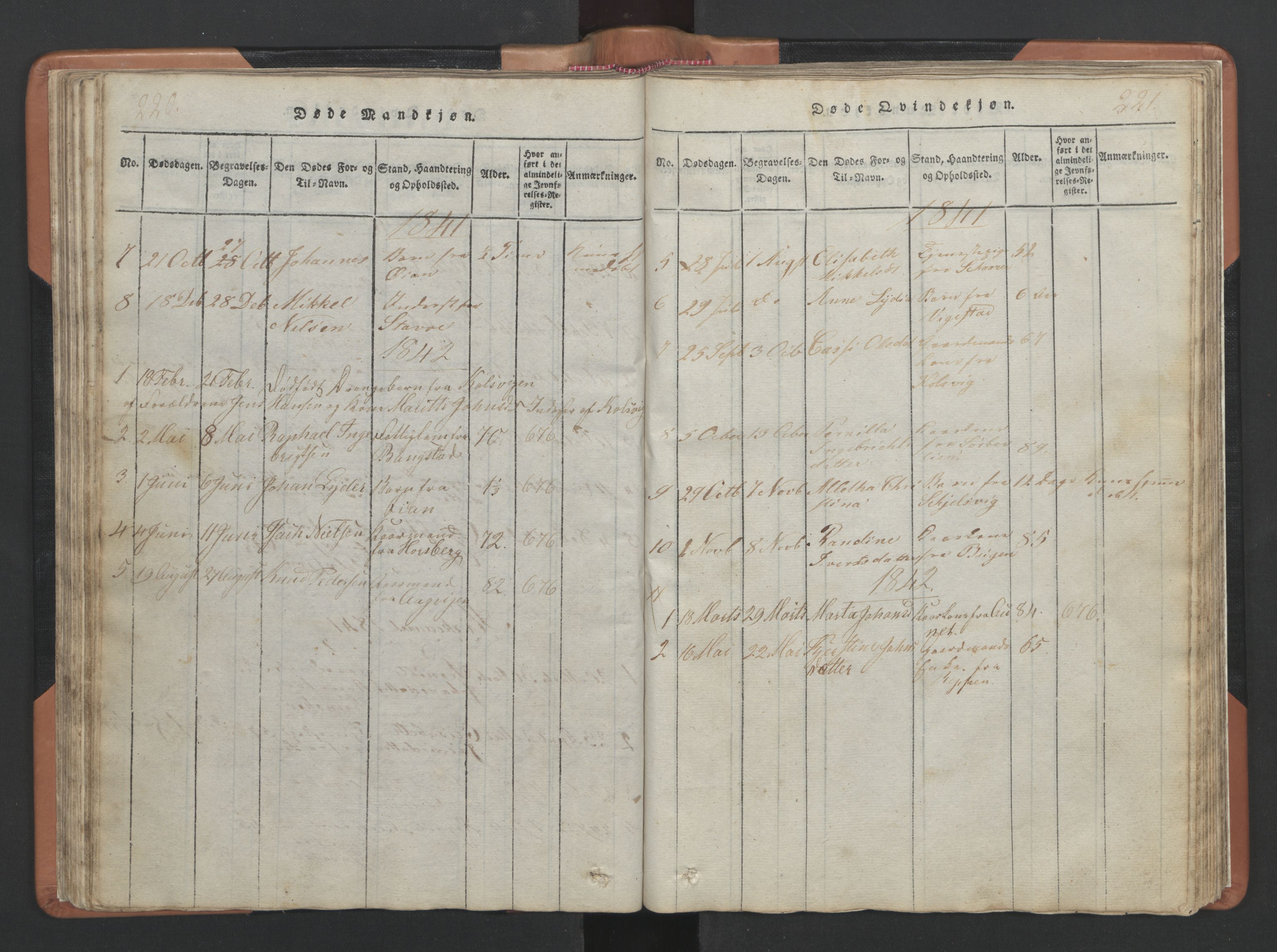 Ministerialprotokoller, klokkerbøker og fødselsregistre - Nordland, AV/SAT-A-1459/810/L0157: Klokkerbok nr. 810C01, 1819-1842, s. 220-221